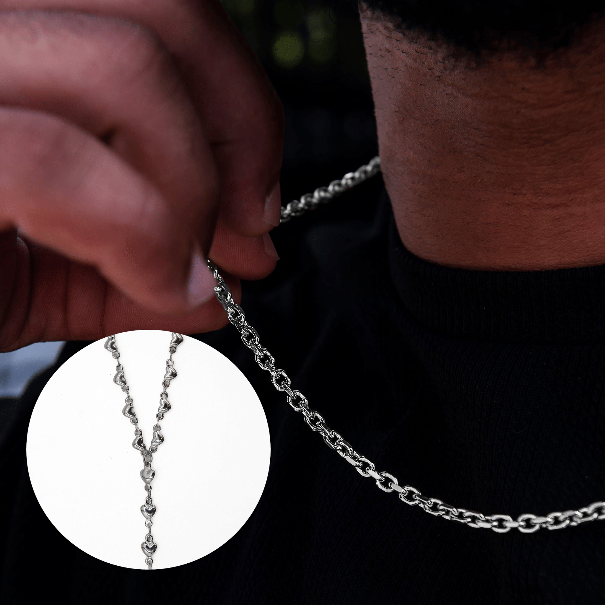GLD PROMO Box Chain + Simple Heart Lariat Necklace
