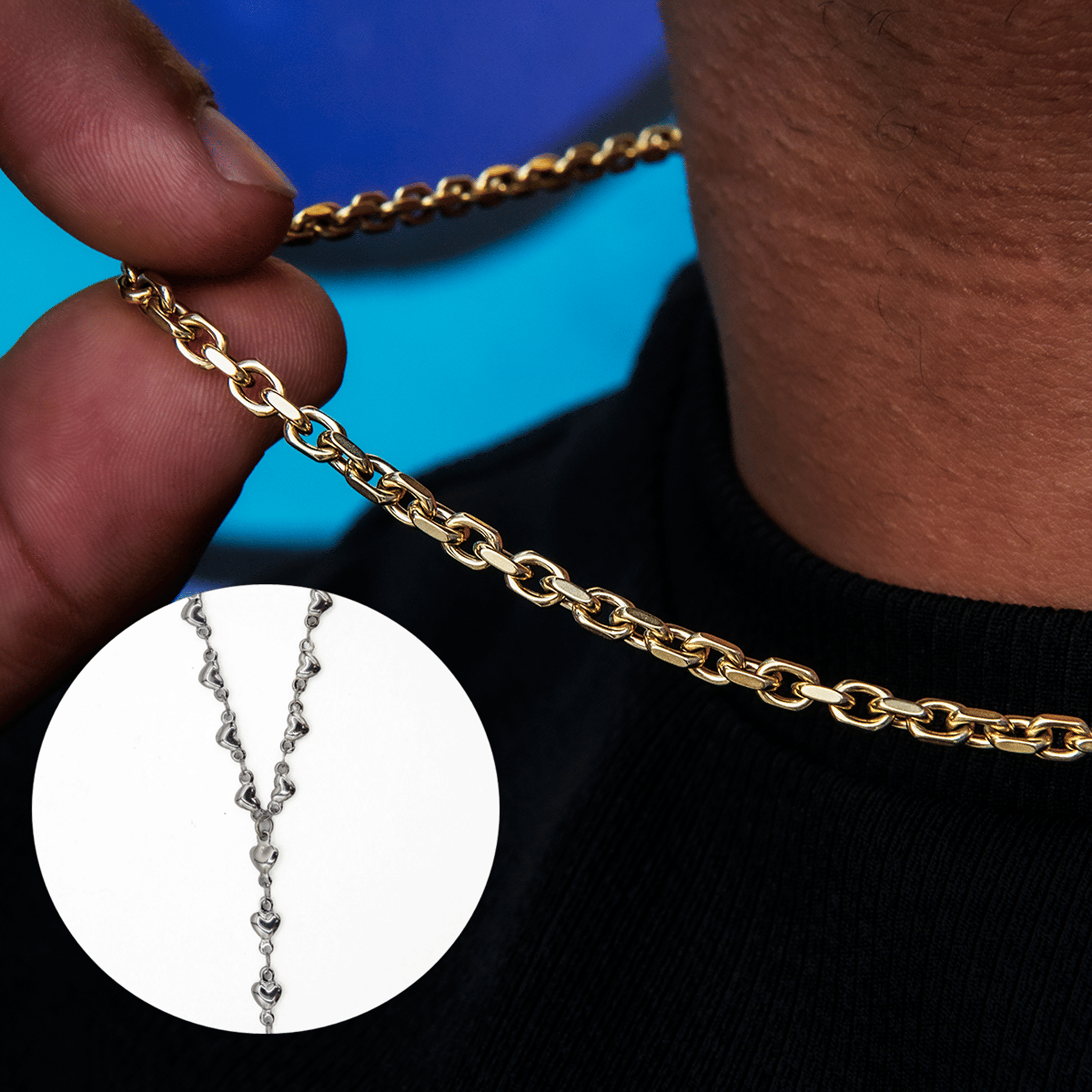 GLD PROMO Box Chain + Simple Heart Lariat Necklace