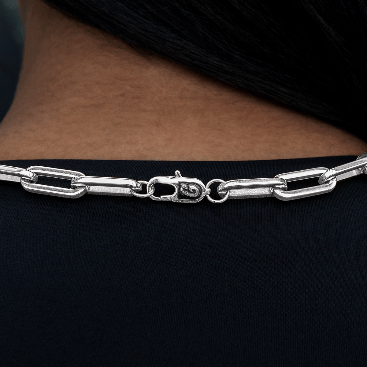 GLD PROMO SETS - WOMEN Paper Clip Necklace in White Gold- 8mm