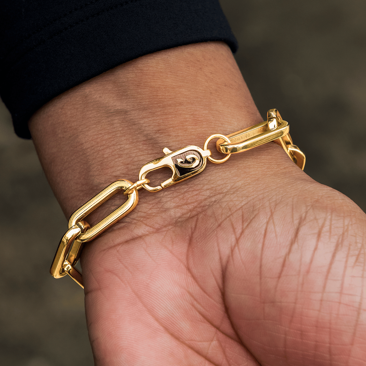 GLD PROMO SETS - WOMEN Paper Clip Bracelet in Yellow Gold- 8mm