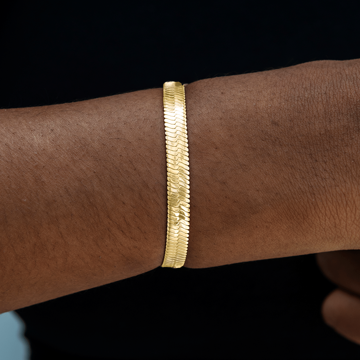 GLD PROMO SETS - WOMEN Herringbone Bracelet in Yellow Gold- 8mm