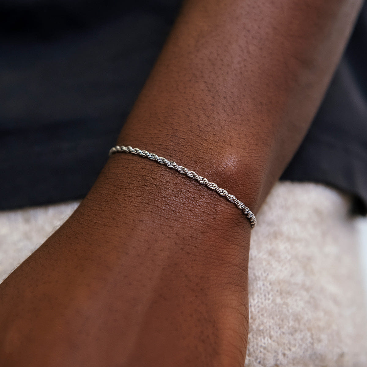 GLD Men Rope Chain Bracelet in Sterling Silver - 2mm