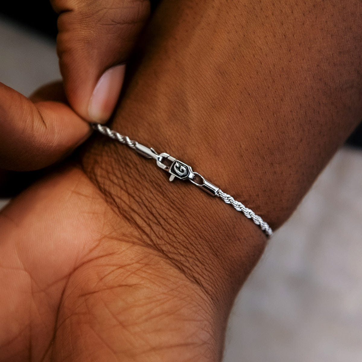 GLD Men Rope Chain Bracelet in Sterling Silver - 2mm