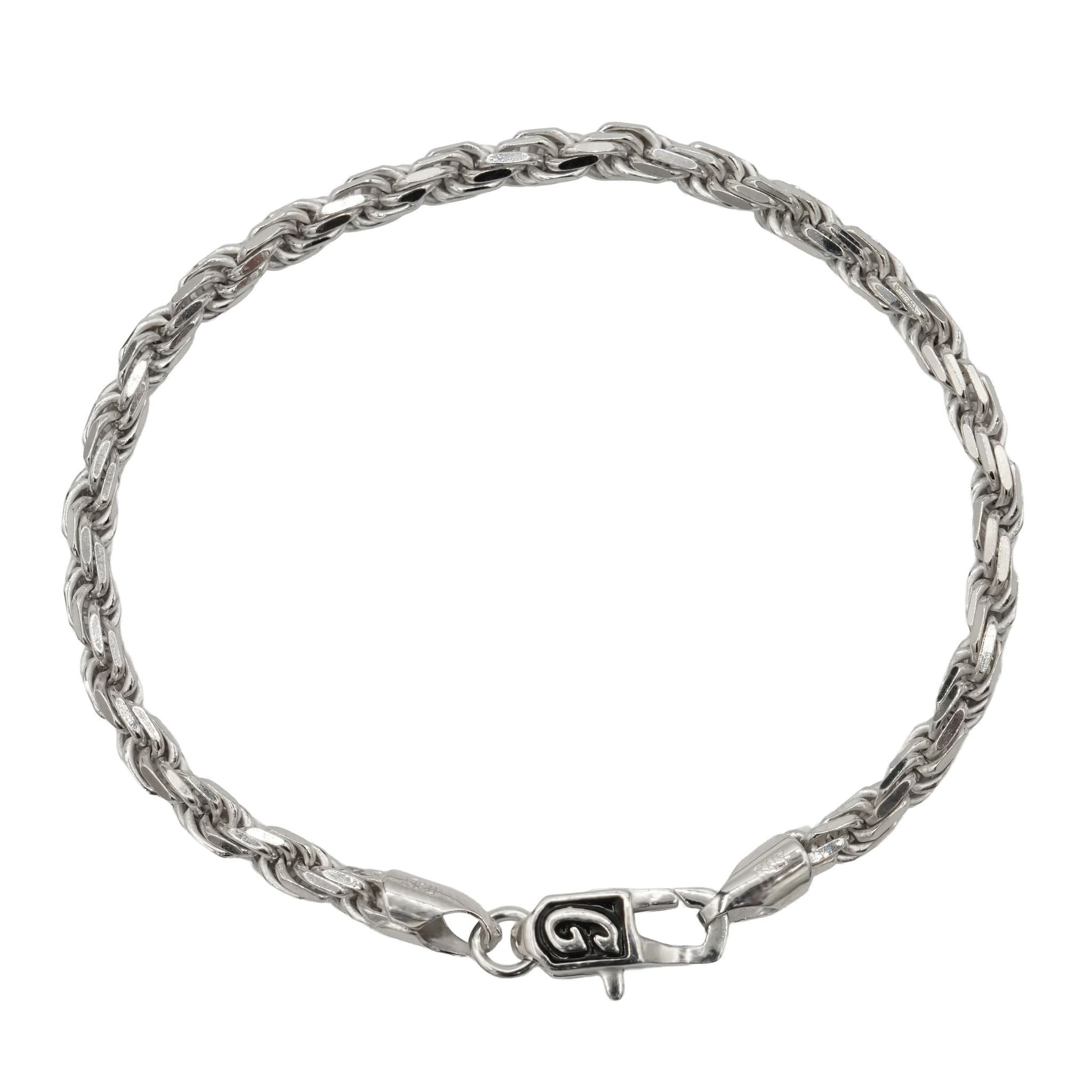 GLD Men Rope Chain Bracelet in Sterling Silver - 4mm