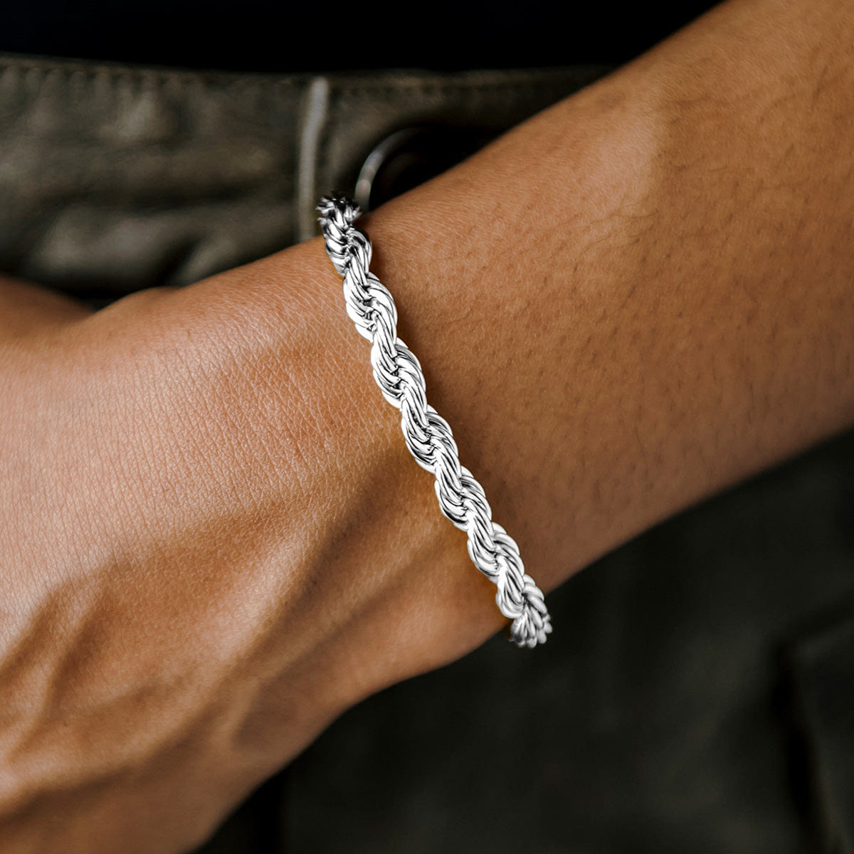 GLD Women Rope Chain Bracelet in Sterling Silver - 6mm