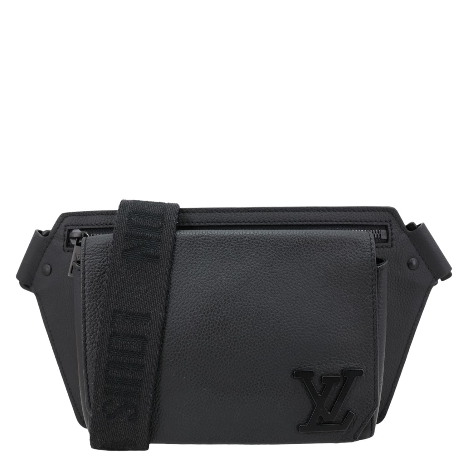 LOUIS VUITTON Aerogram Takeoff Sling Leather Crossbody Bag Black