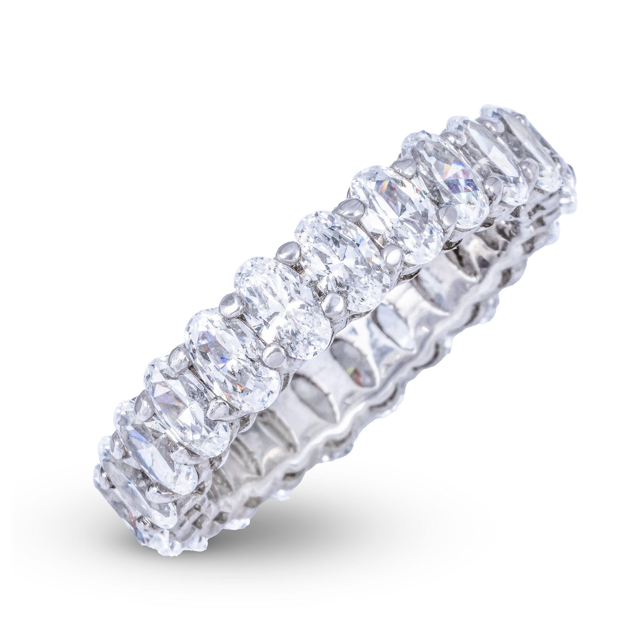 GLD Women Oval Cut Eternity Lab Diamond Band Ring in Solid White Gold - 5mm