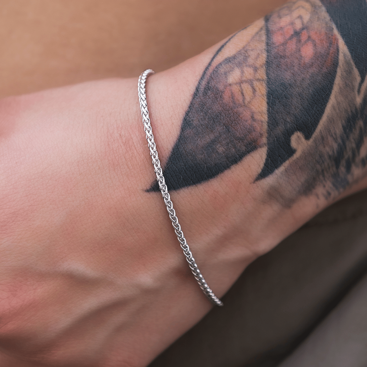GLD PROMO SETS - WOMEN Palm Chain Bracelet in White Gold- 2mm