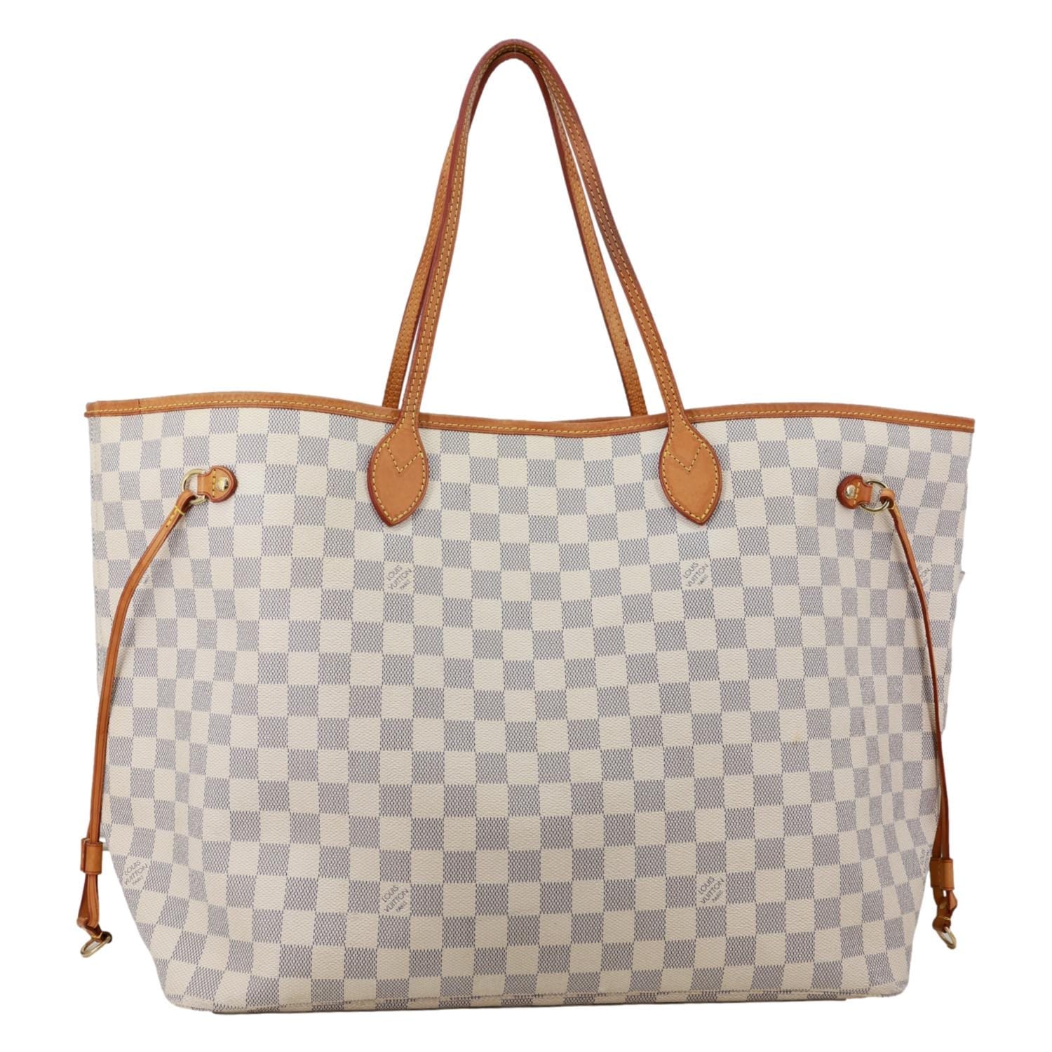 LOUIS VUITTON Neverfull GM Damier Azur Tote Shoulder Bag White