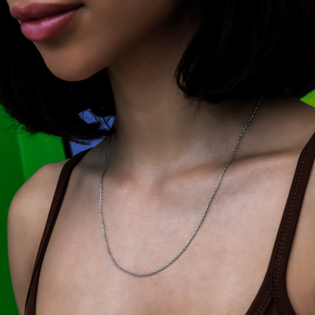 GLD PROMO SETS - WOMEN Cable Chain Necklace in White Gold