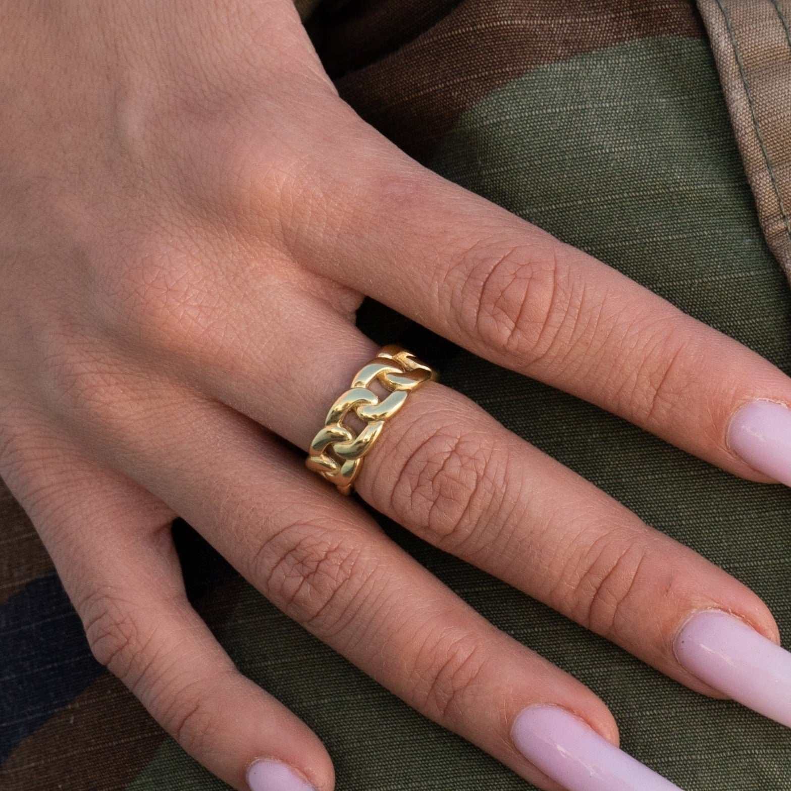 GLD PROMO SETS - WOMEN Cuban Band Ring in Yellow Gold