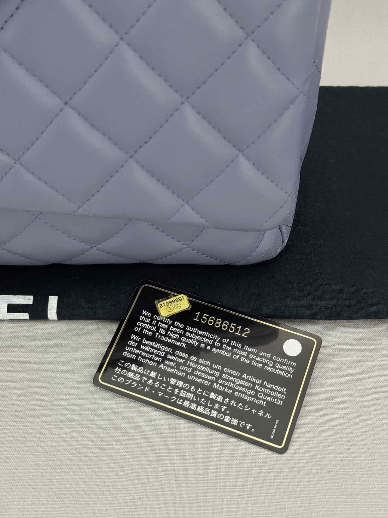 CHANEL Classic Double Flap Grey Quilted Shoulder Bag