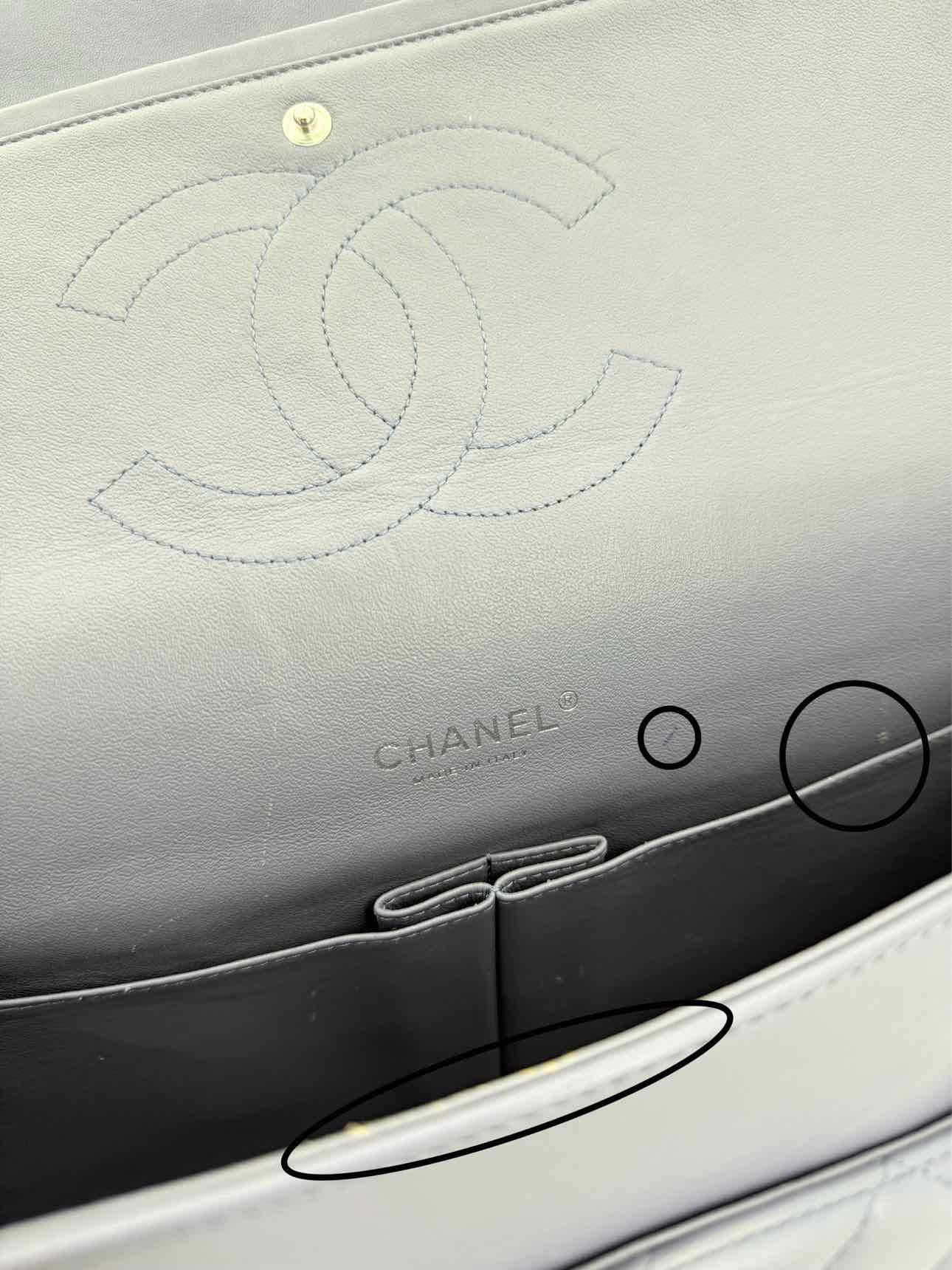 CHANEL Classic Double Flap Grey Quilted Shoulder Bag
