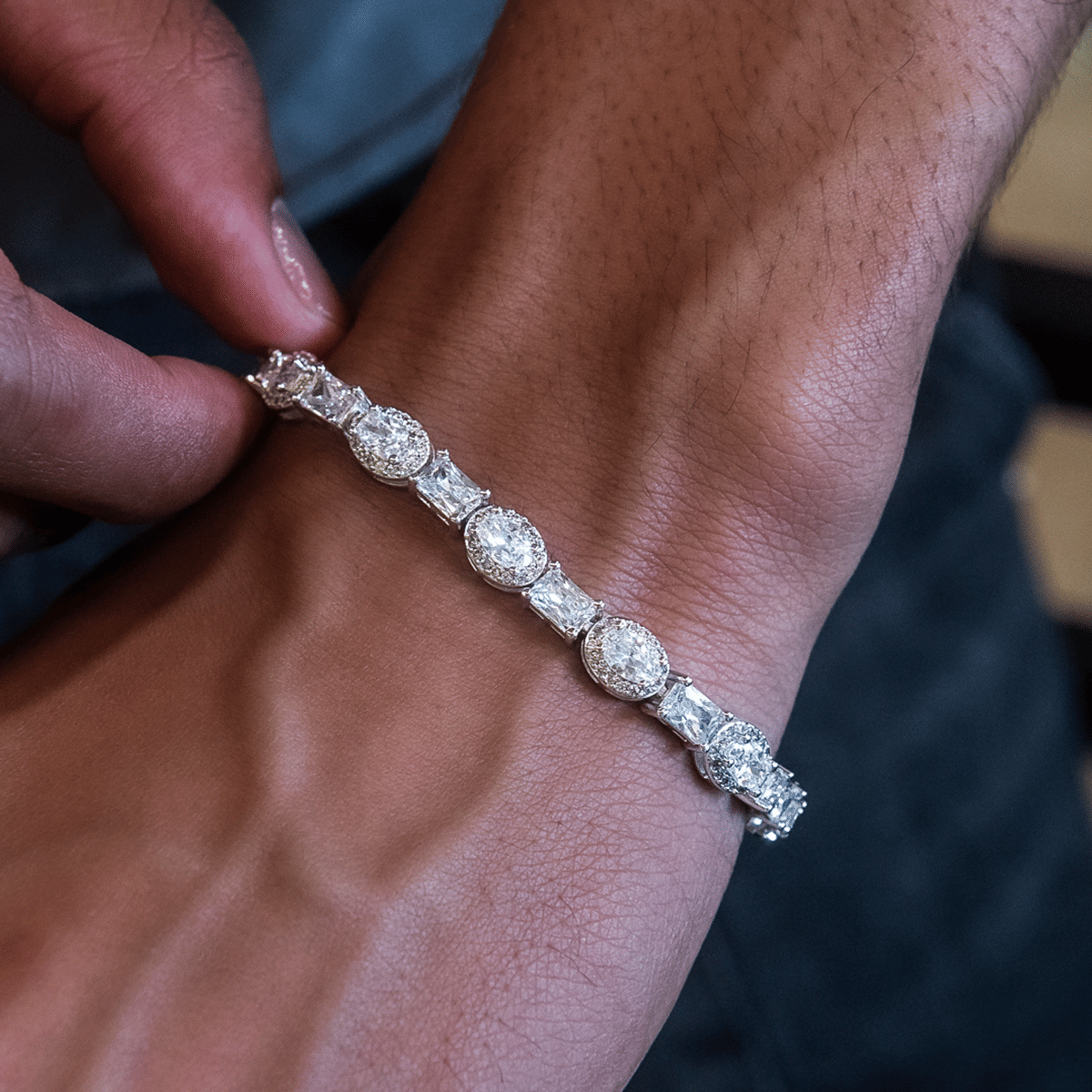 GLD PROMO Oval Emerald Cut Tennis Bracelet