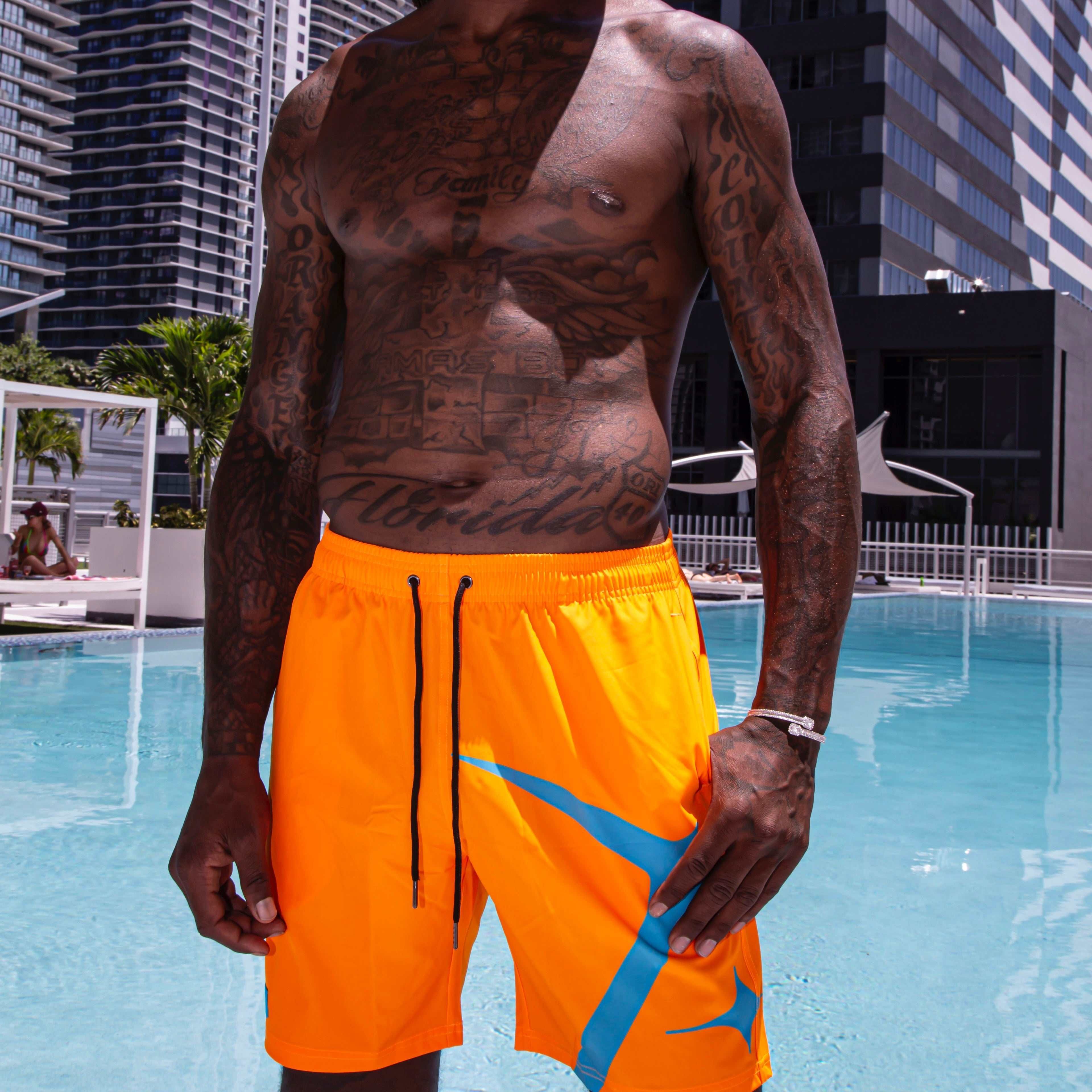 GLD PROMO Neon Orange Summer Board Shorts