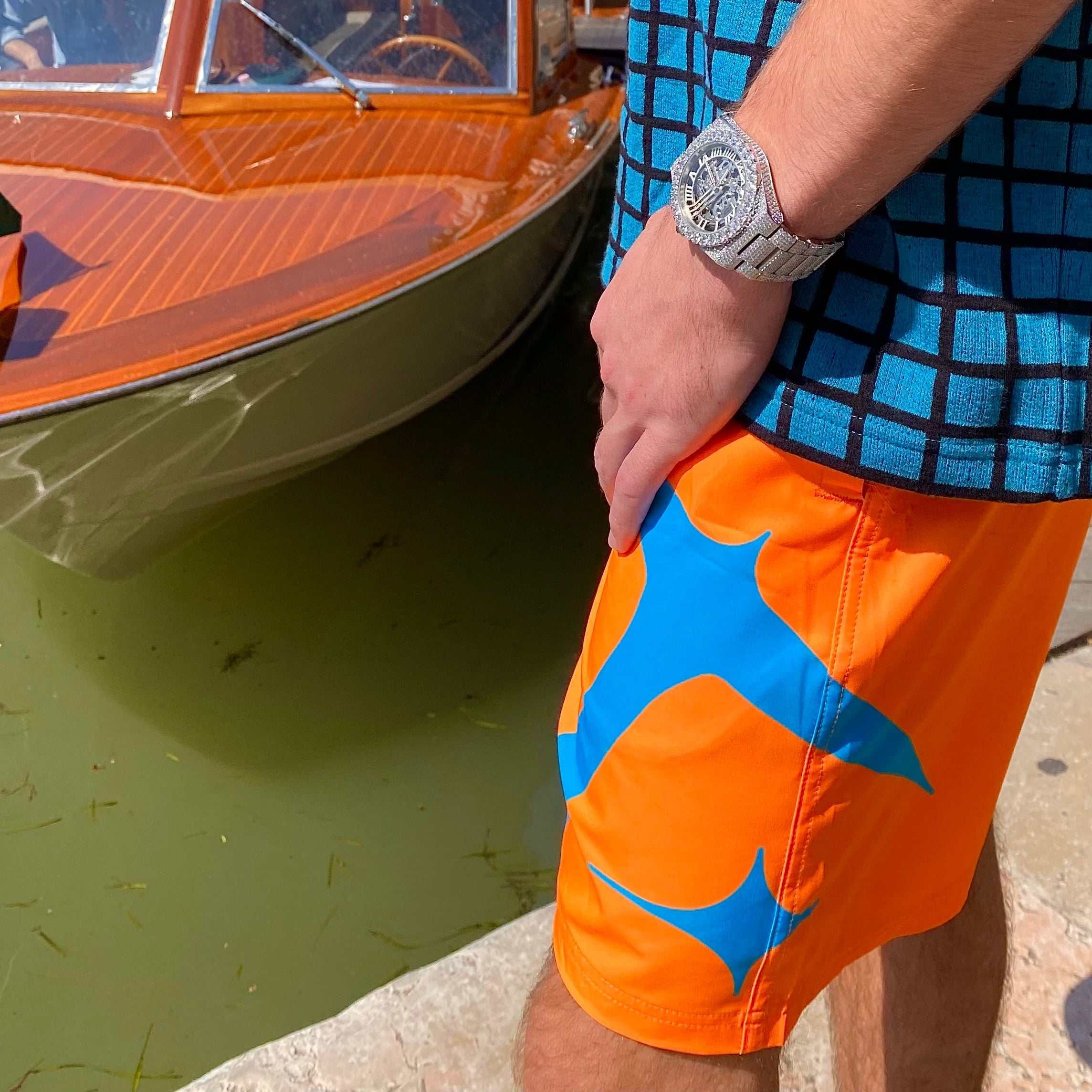 GLD PROMO Neon Orange Summer Board Shorts