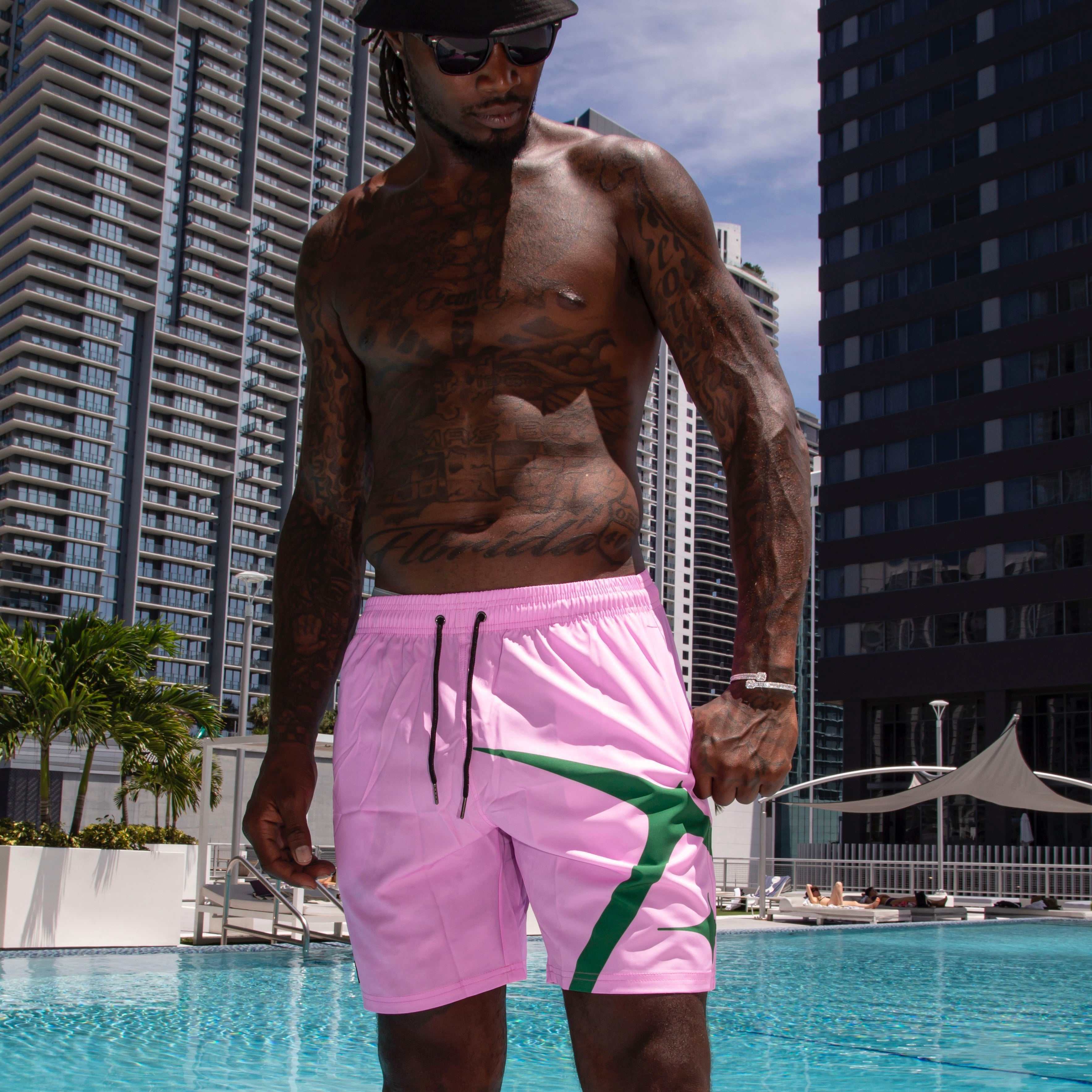 GLD PROMO Neon Pink Summer Board Shorts