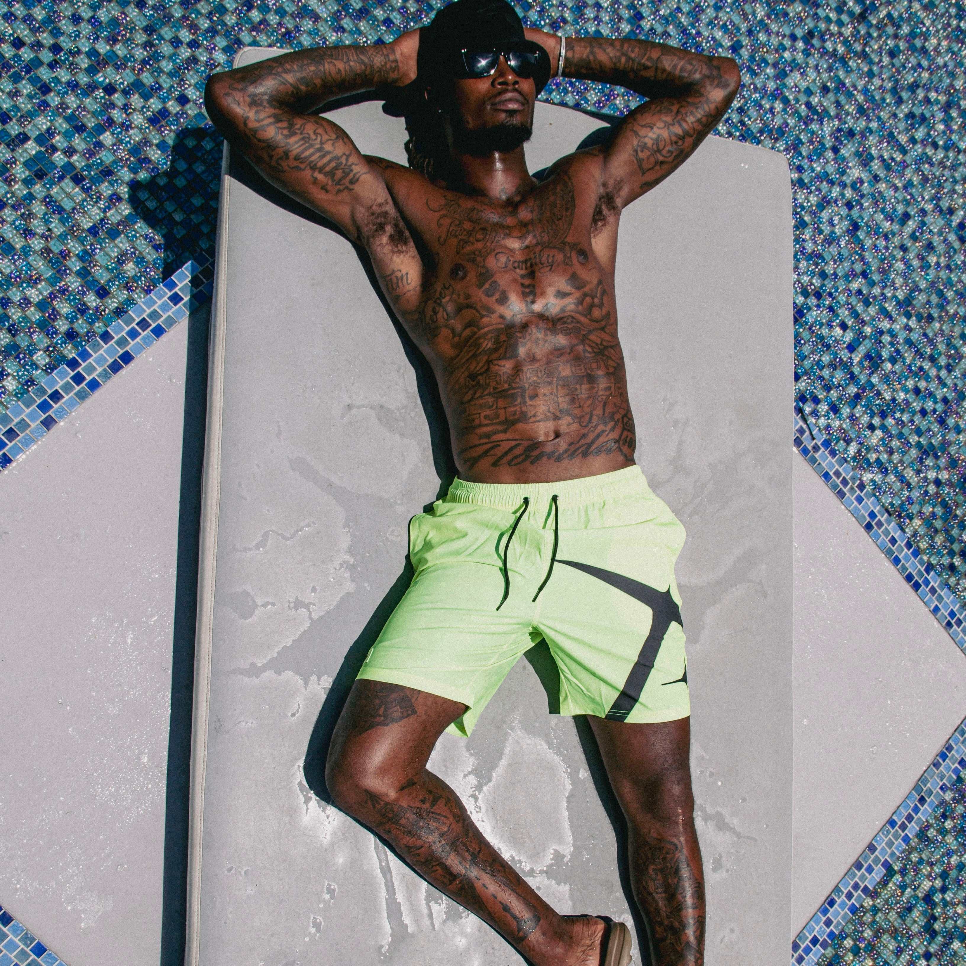 GLD PROMO Neon Green Summer Board Shorts