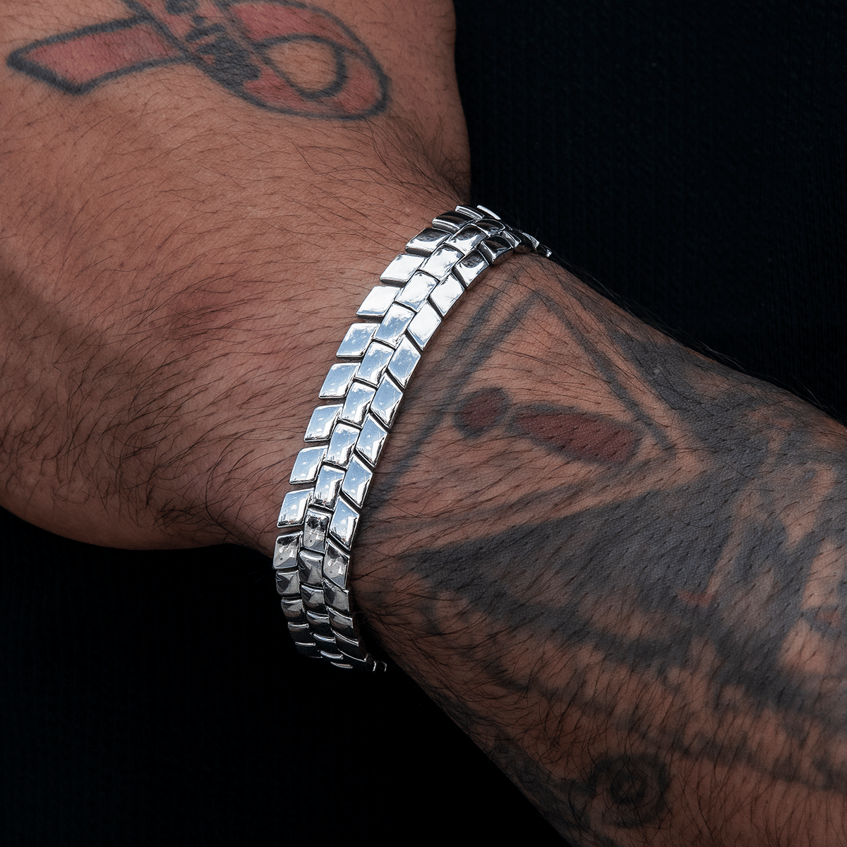 GLD PROMO 12MM Spine Chain Bracelet - White Gold