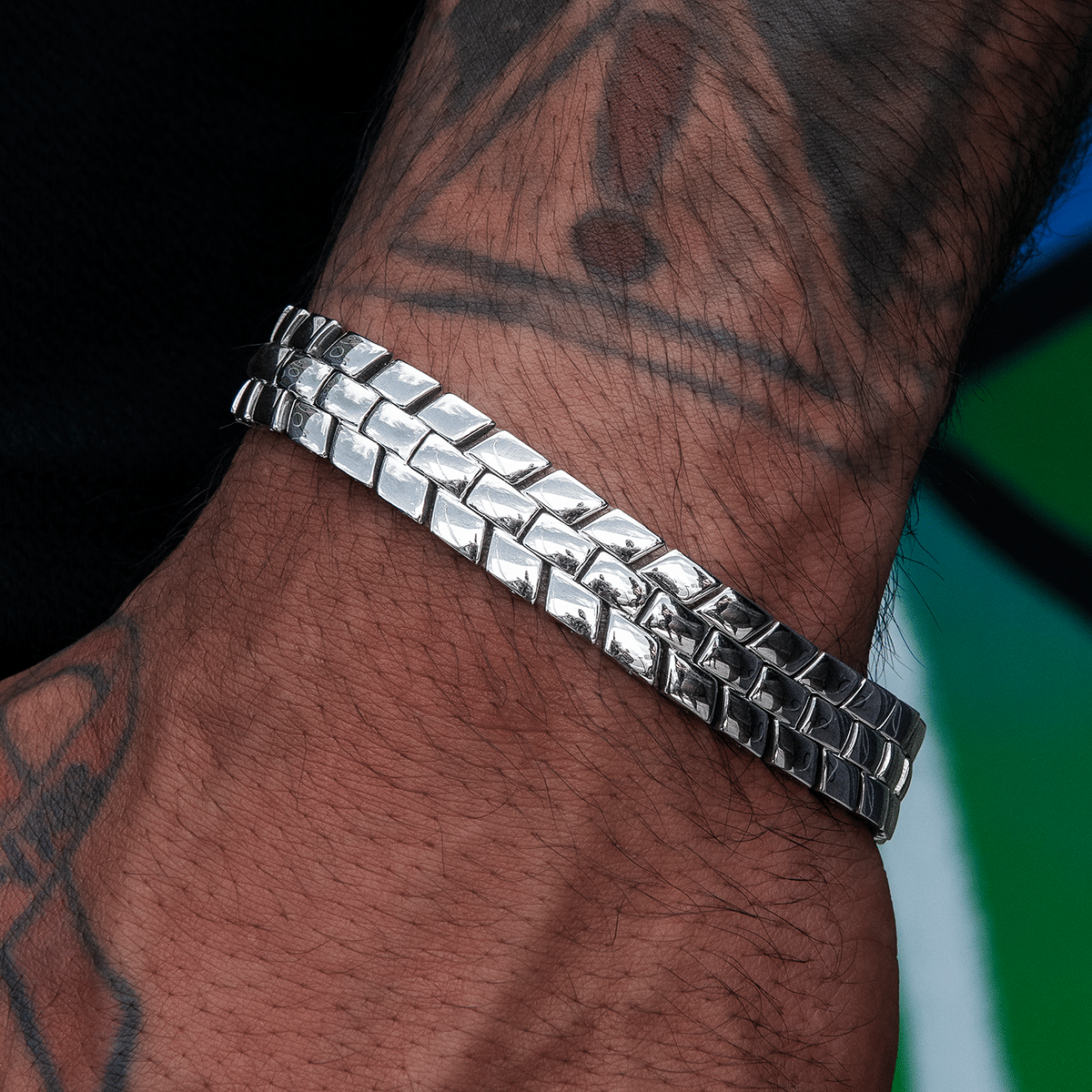GLD PROMO 12MM Spine Chain Bracelet - White Gold