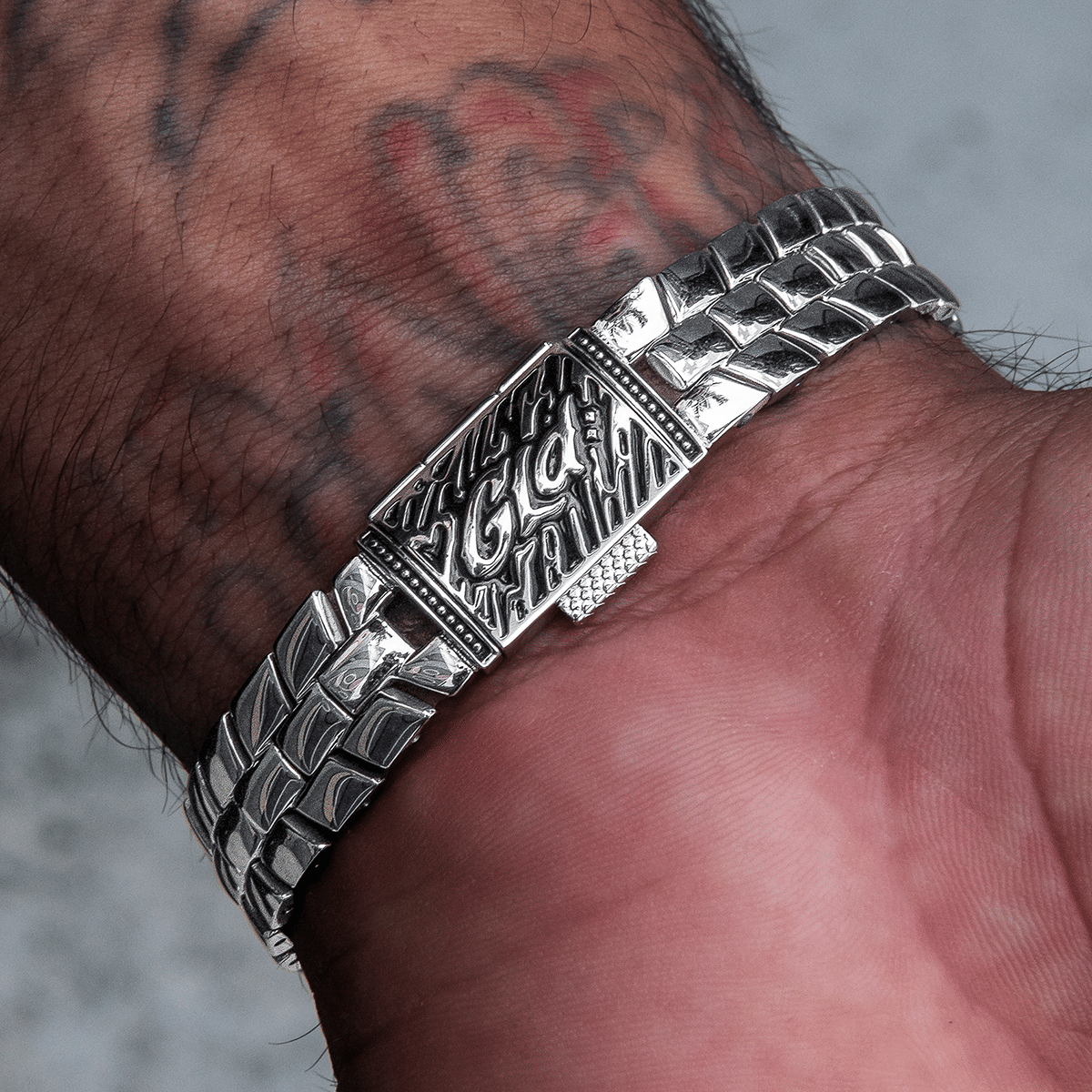 GLD PROMO 12MM Spine Chain Bracelet - White Gold