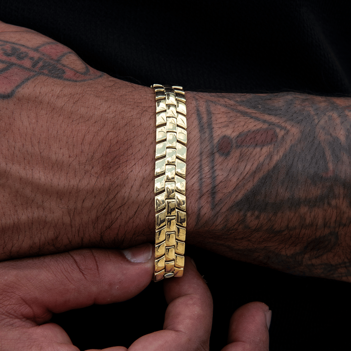 GLD PROMO 12MM Spine Chain Bracelet - Yellow Gold