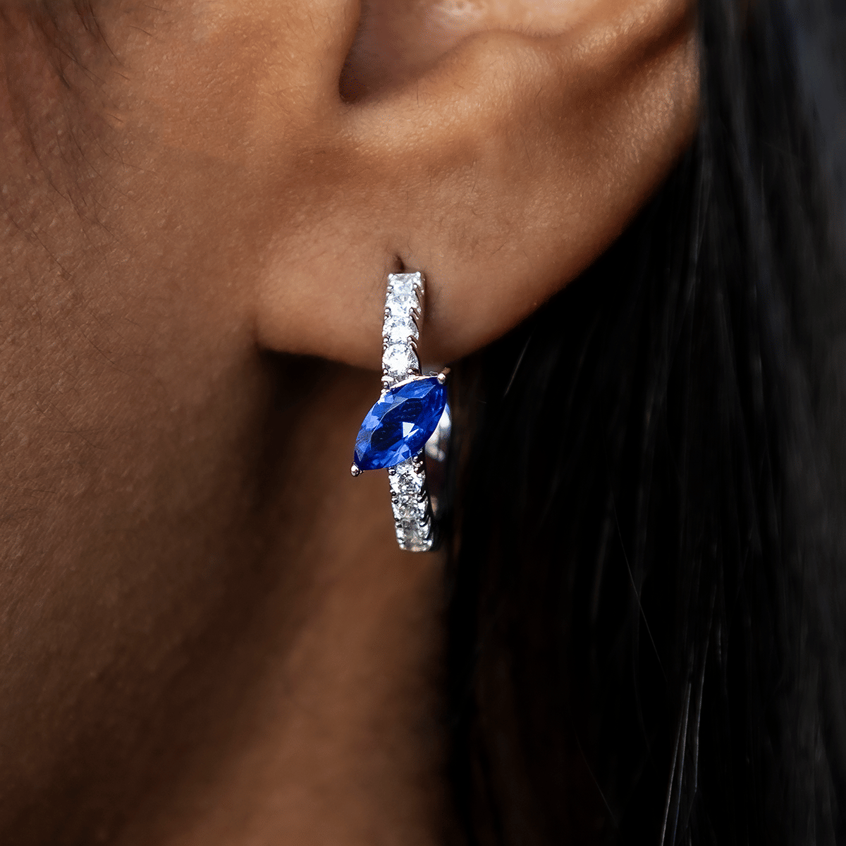 GLD PROMO - WOMEN Sapphire Pave Hoop Earrings