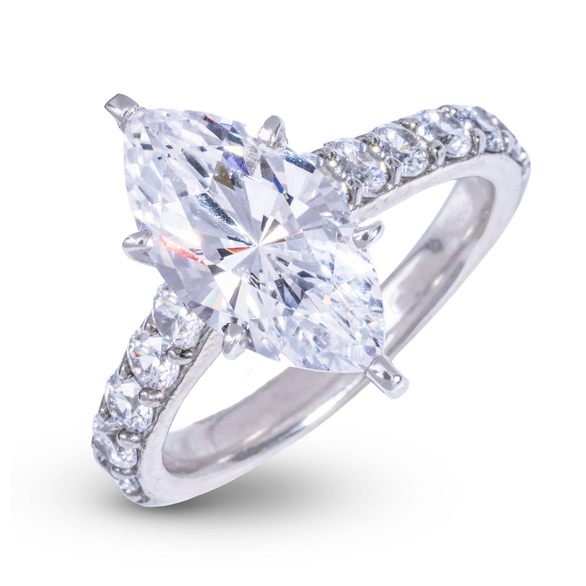 GLD Women Marquis Stone Lab Diamond Engagement Ring in Platinum