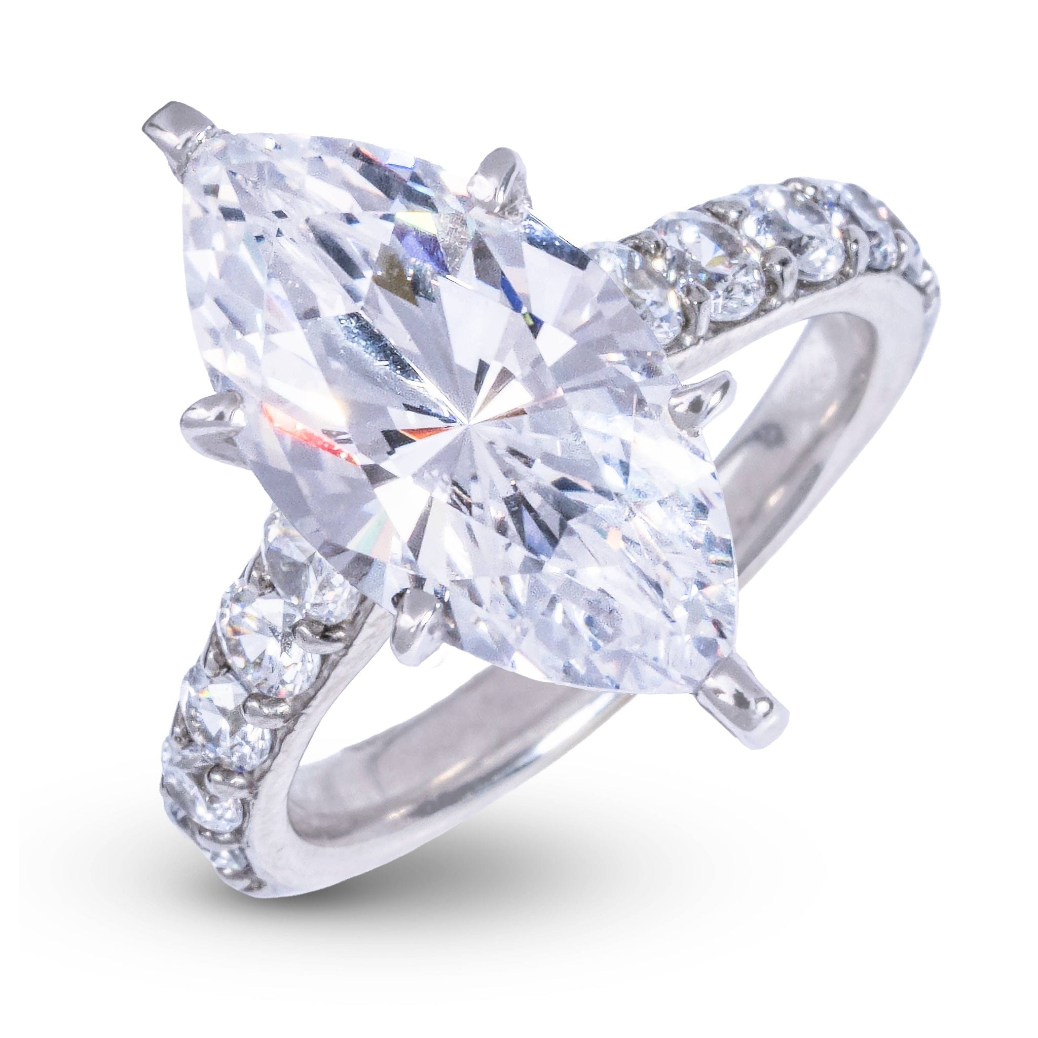 GLD Women Marquis Stone Lab Diamond Engagement Ring in Platinum