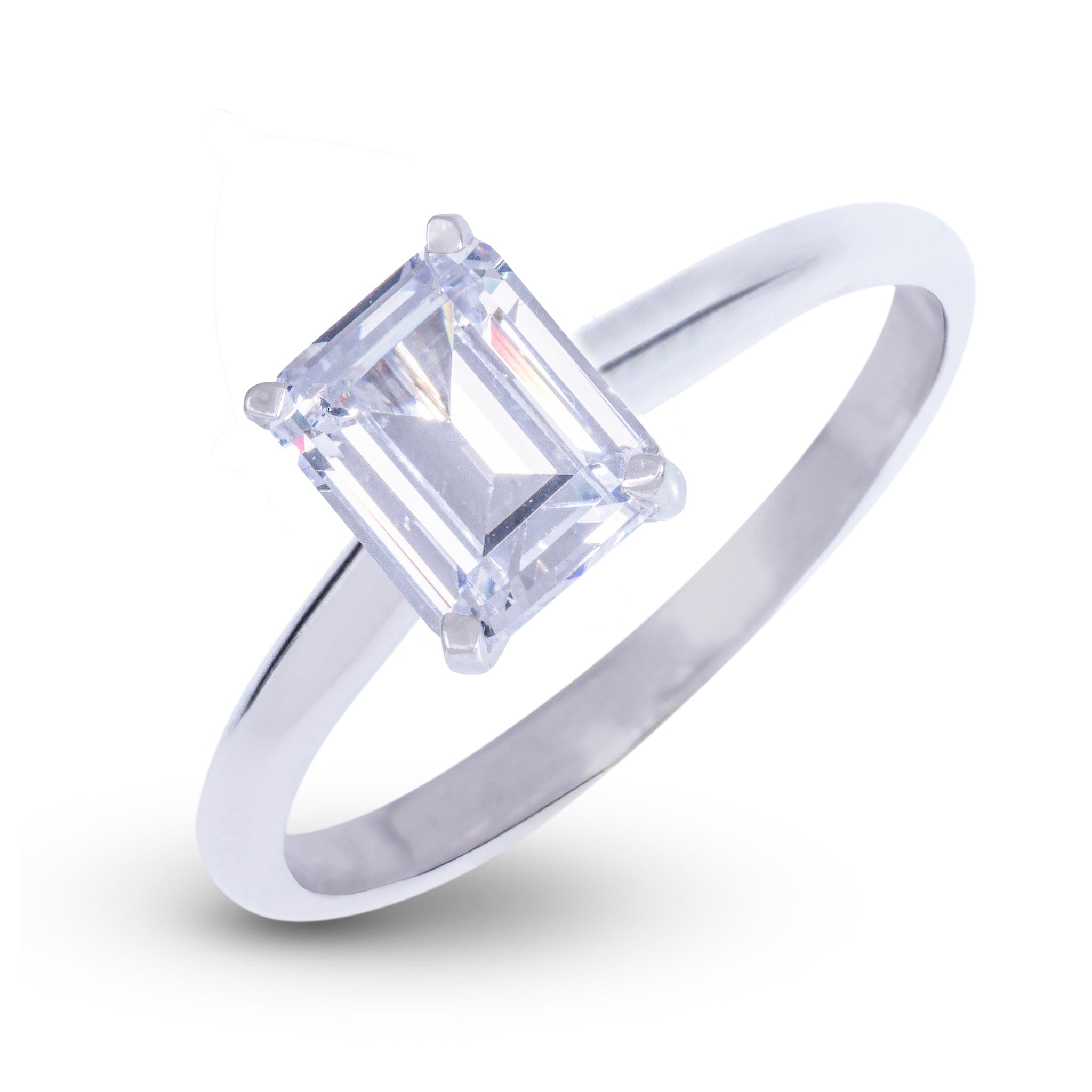 GLD Women Emerald Single Stone Lab Diamond Engagement Ring in Platinum