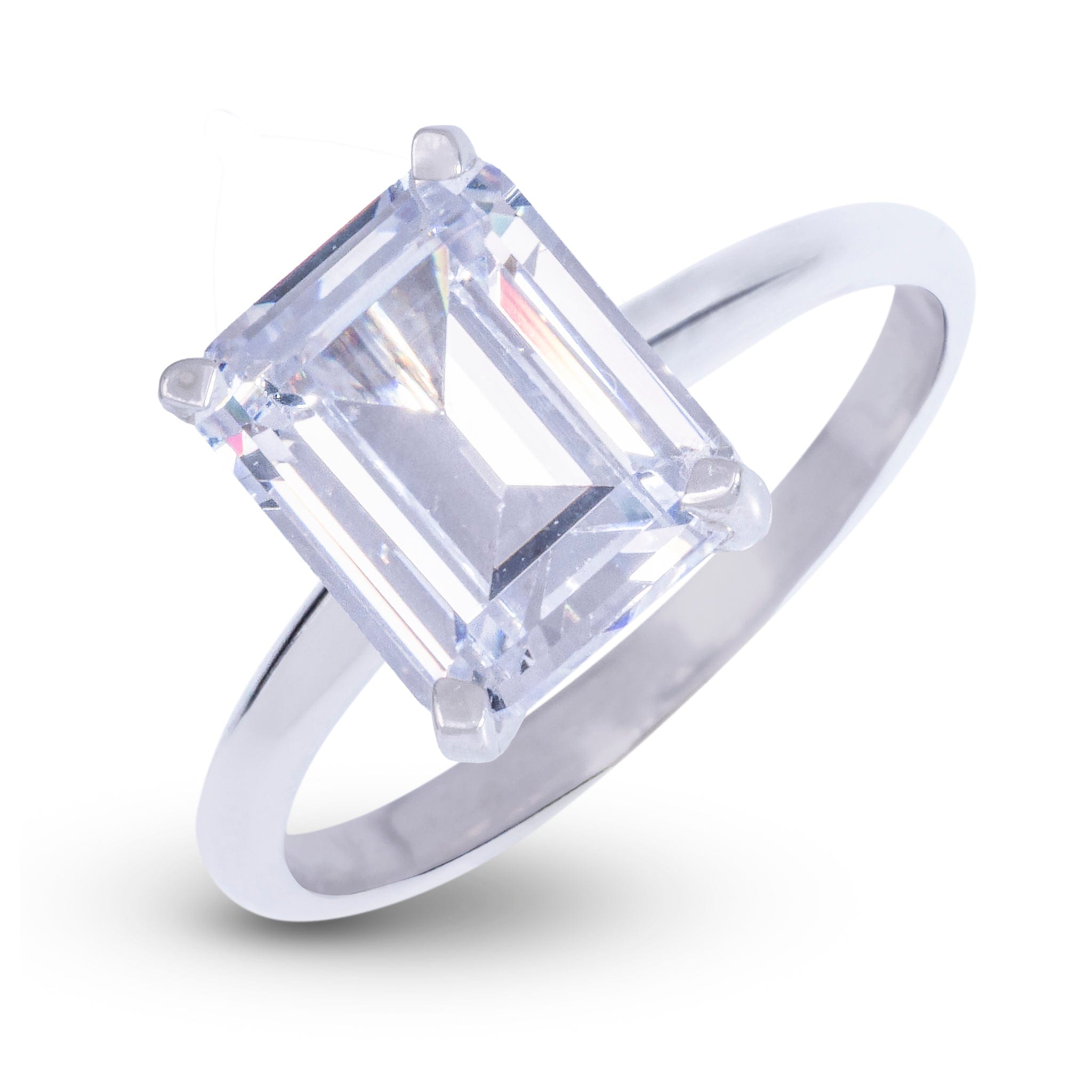 GLD Women Emerald Single Stone Lab Diamond Engagement Ring in Platinum