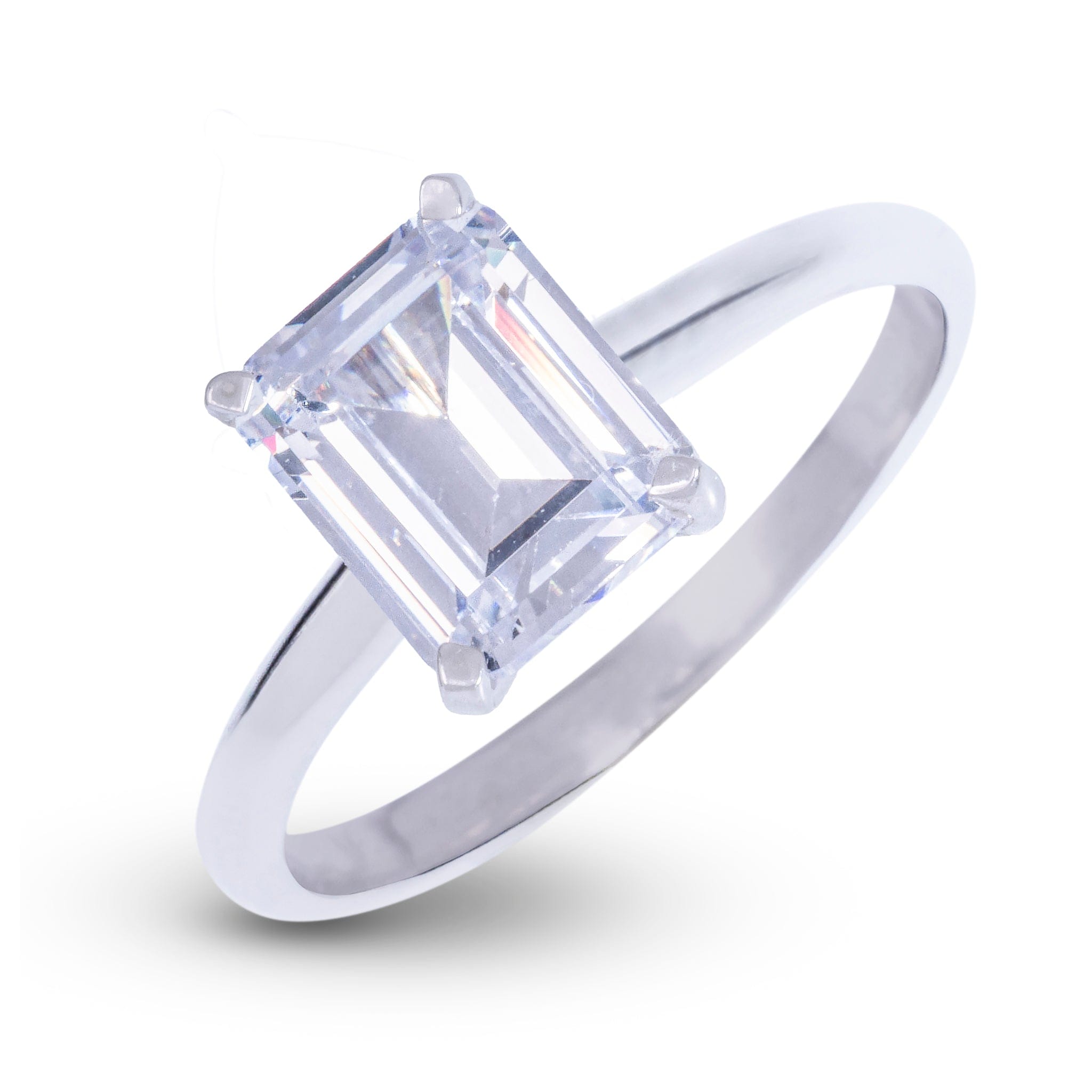 GLD Women Emerald Single Stone Lab Diamond Engagement Ring in Platinum