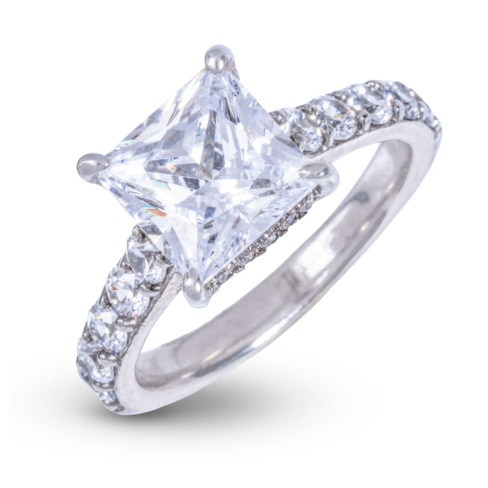 GLD Women Princess Stone Lab Diamond Engagement Ring in Platinum