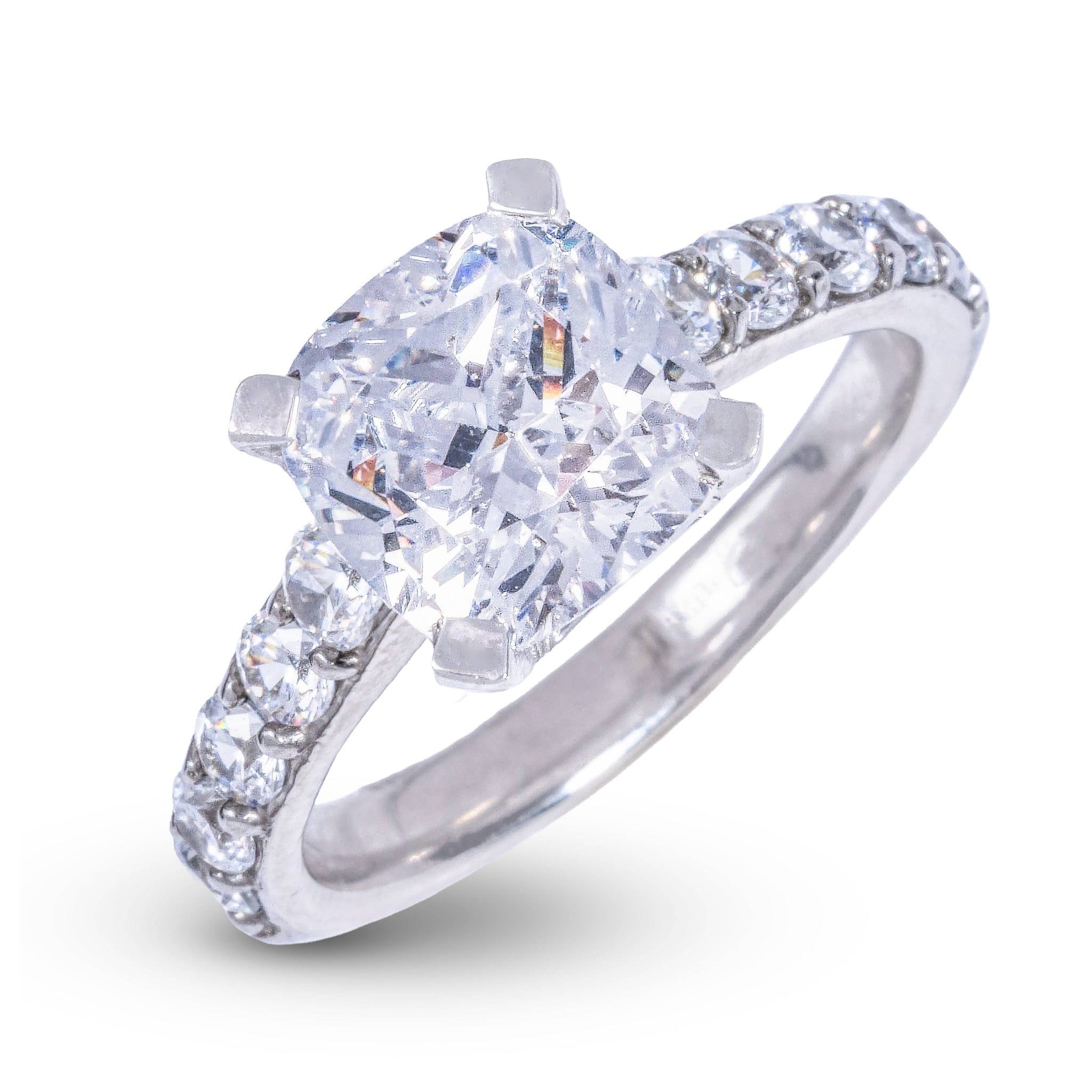 GLD Women Square Cushion Stone Lab Diamond Engagement Ring in Platinum