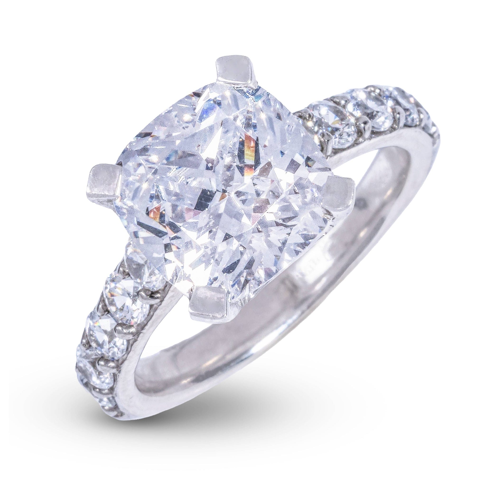GLD Women Square Cushion Stone Lab Diamond Engagement Ring in Platinum