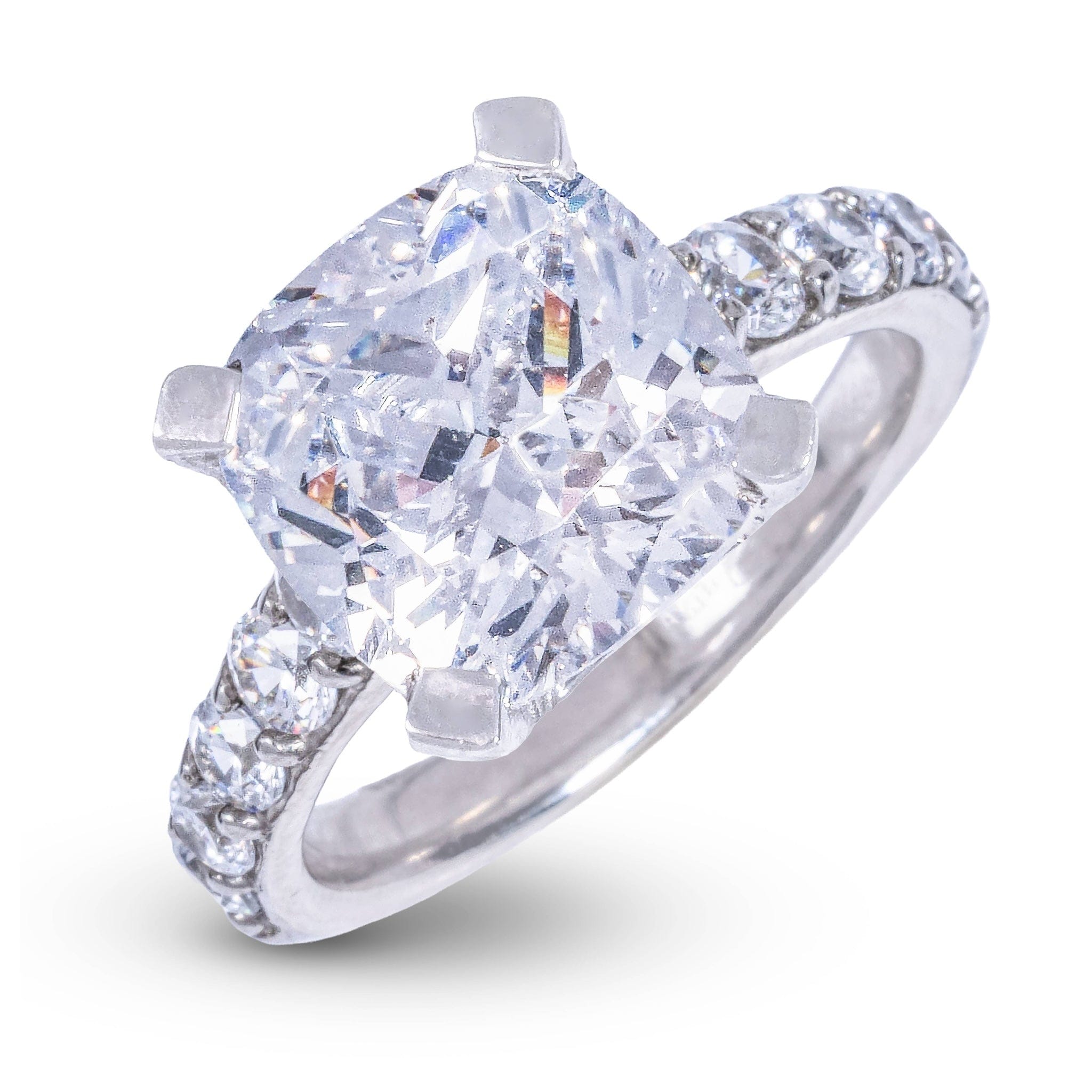 GLD Women Square Cushion Stone Lab Diamond Engagement Ring in Platinum