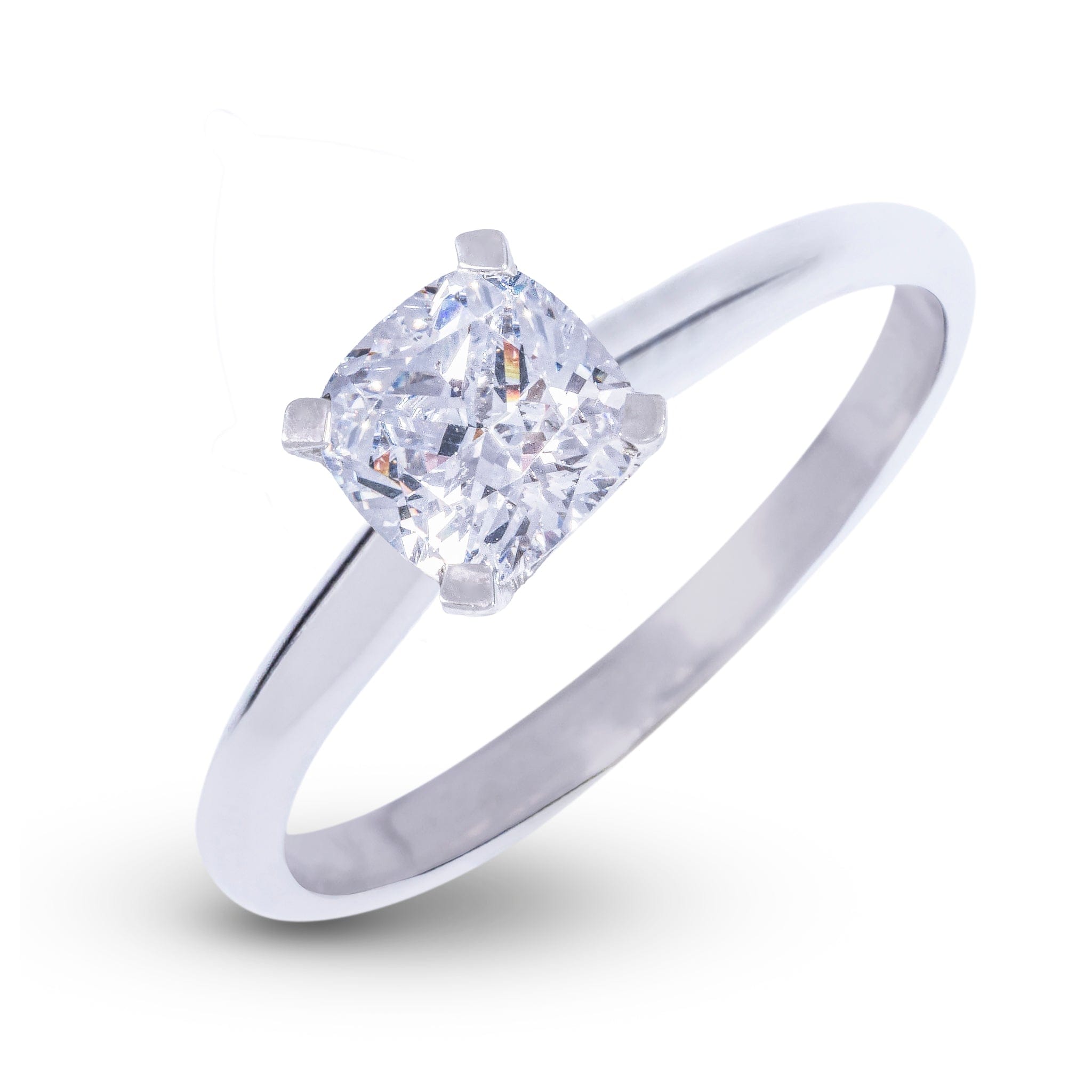 GLD Women Square Cushion Single Stone Lab Diamond Engagement Ring in Platinum