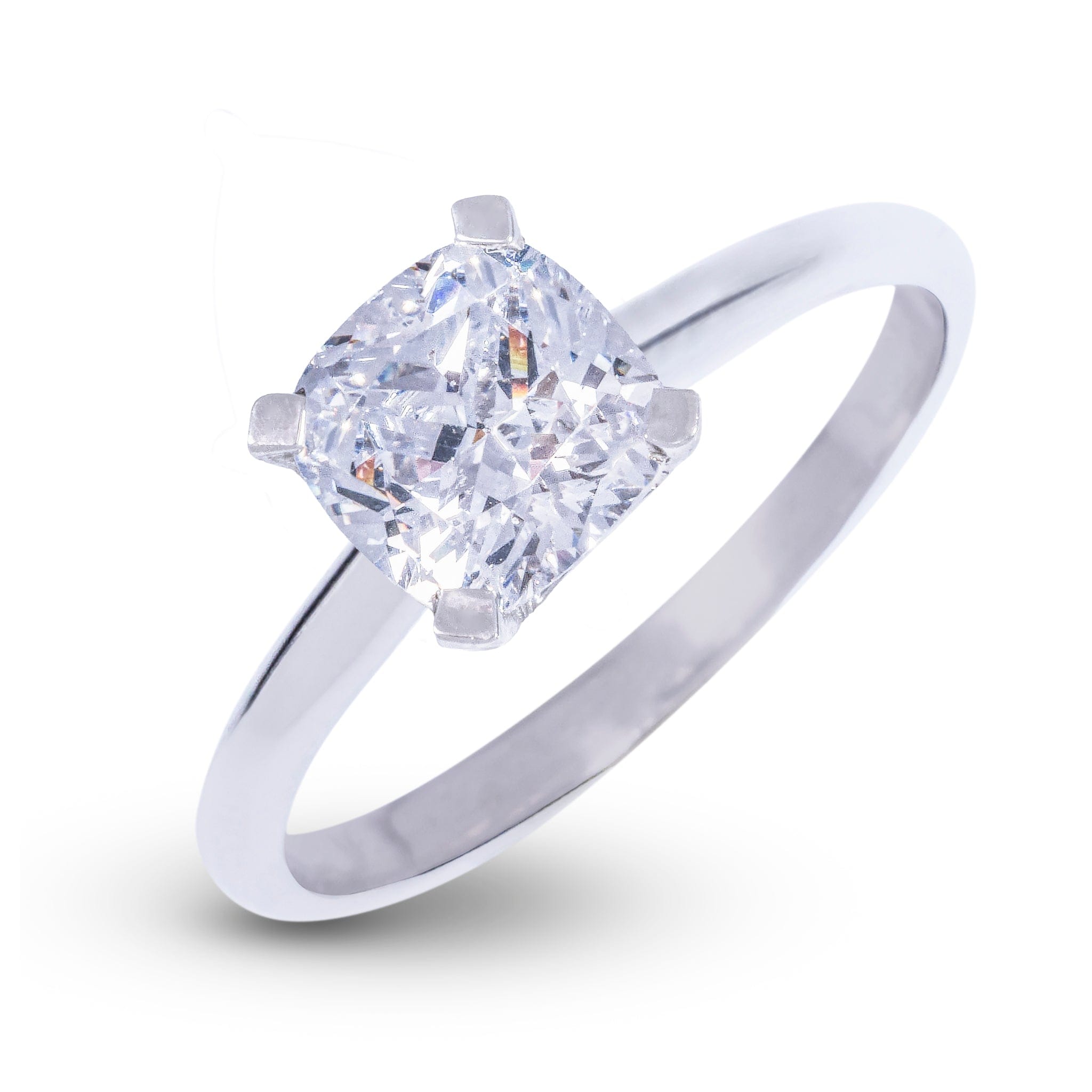 GLD Women Square Cushion Single Stone Lab Diamond Engagement Ring in Platinum