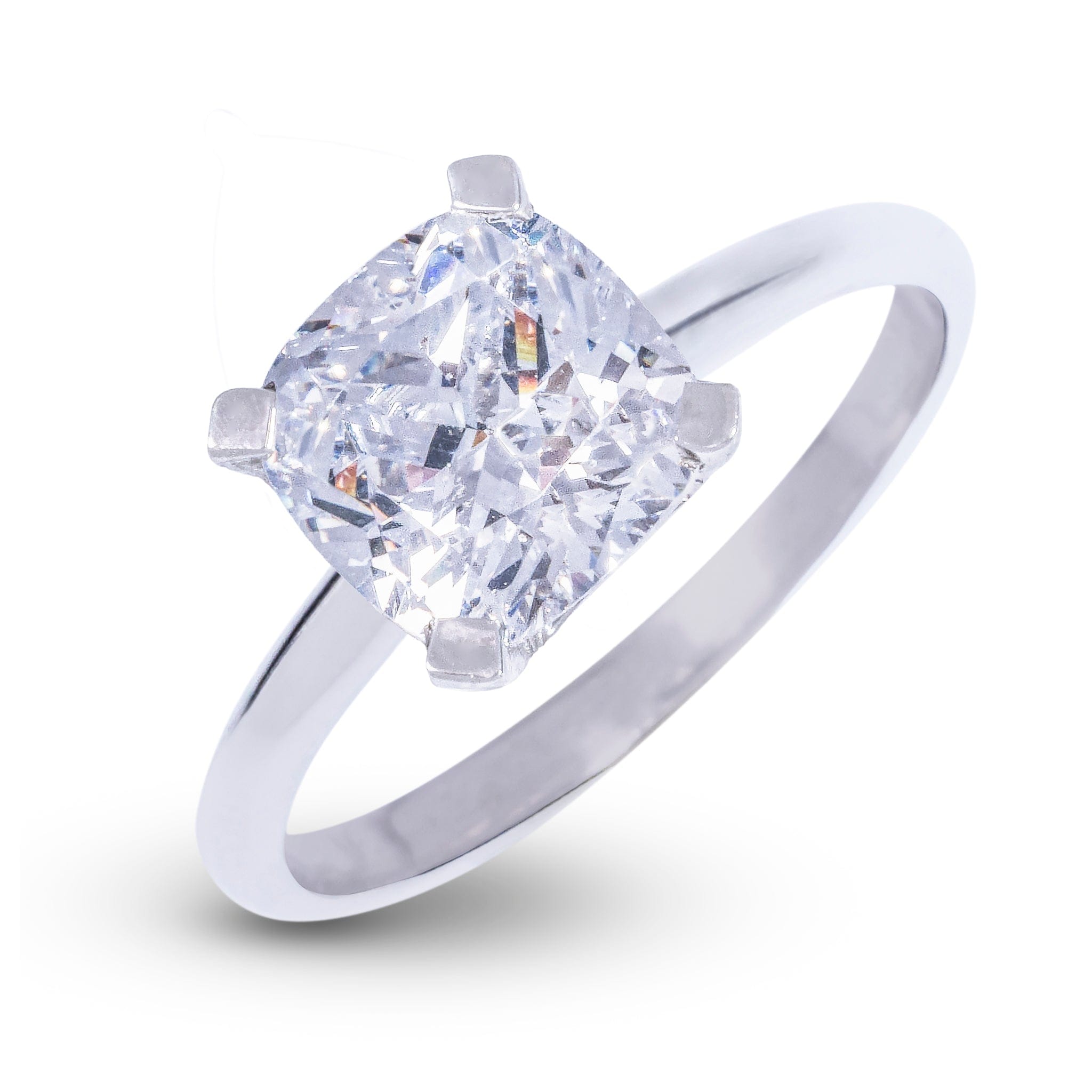 GLD Women Square Cushion Single Stone Lab Diamond Engagement Ring in Platinum