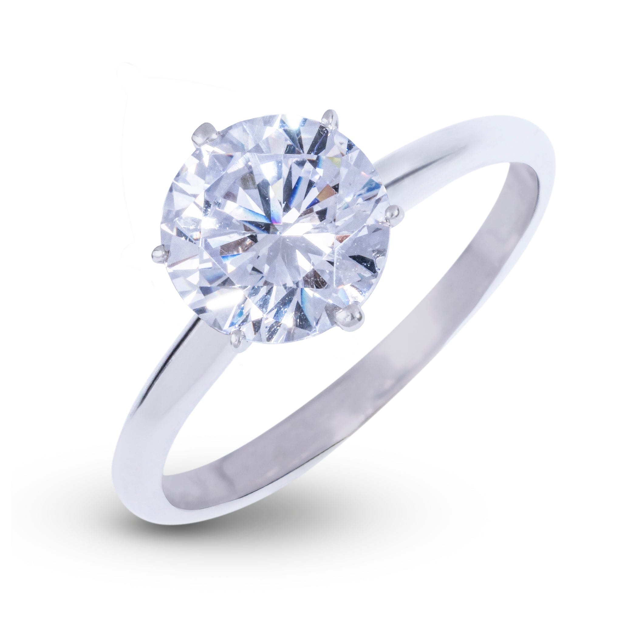 GLD Women Round Single Stone Lab Diamond Engagement Ring in Platinum