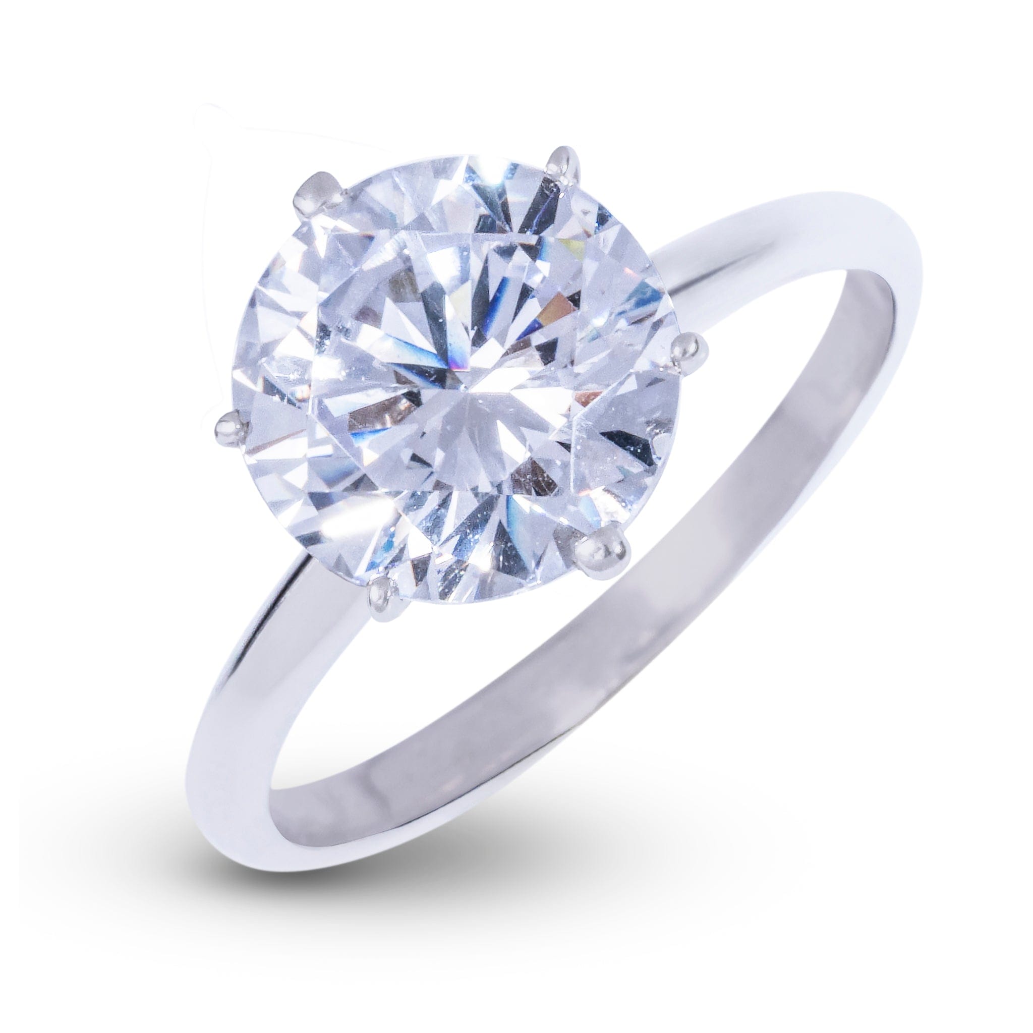GLD Women Round Single Stone Lab Diamond Engagement Ring in Platinum