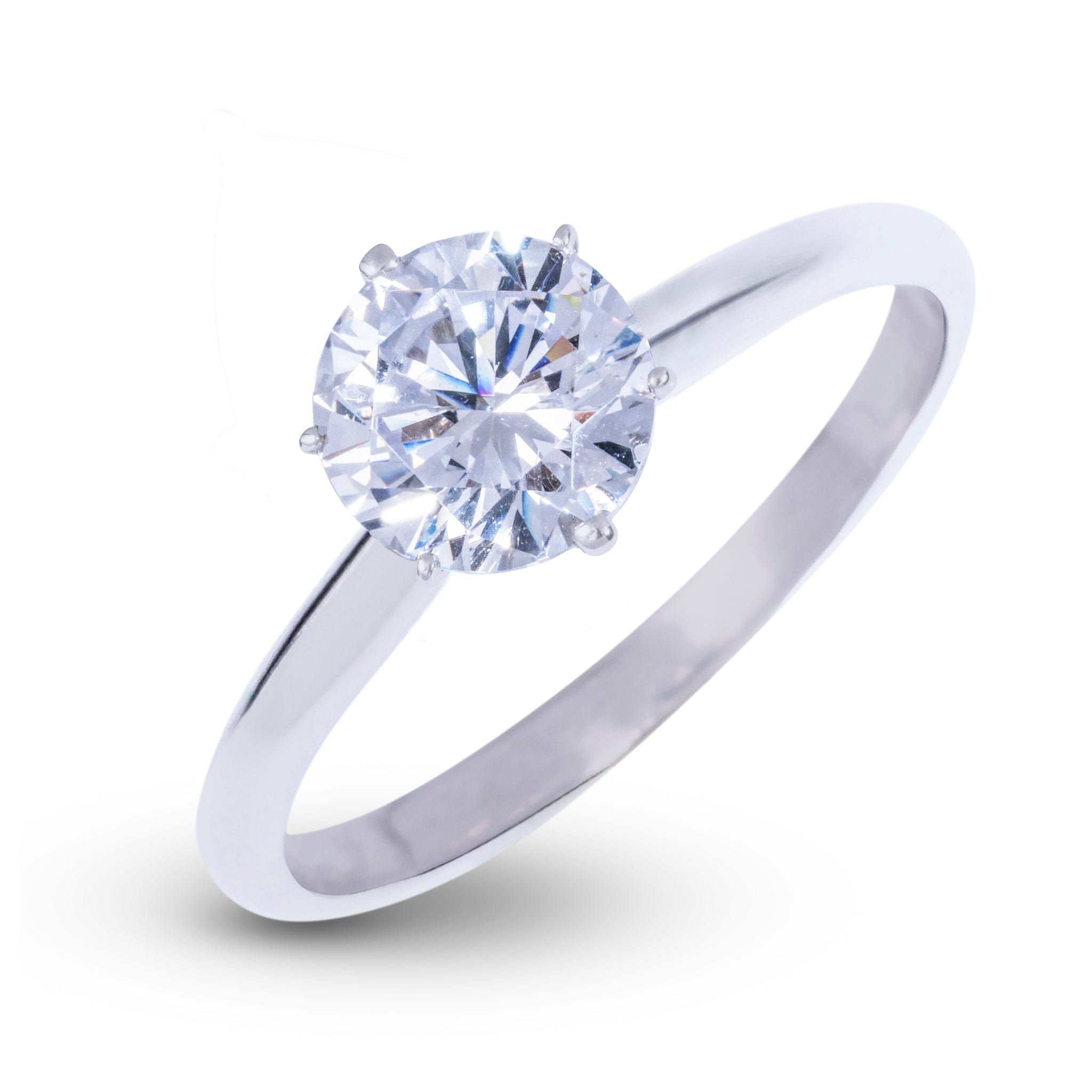 GLD Women Round Single Stone Lab Diamond Engagement Ring in Platinum
