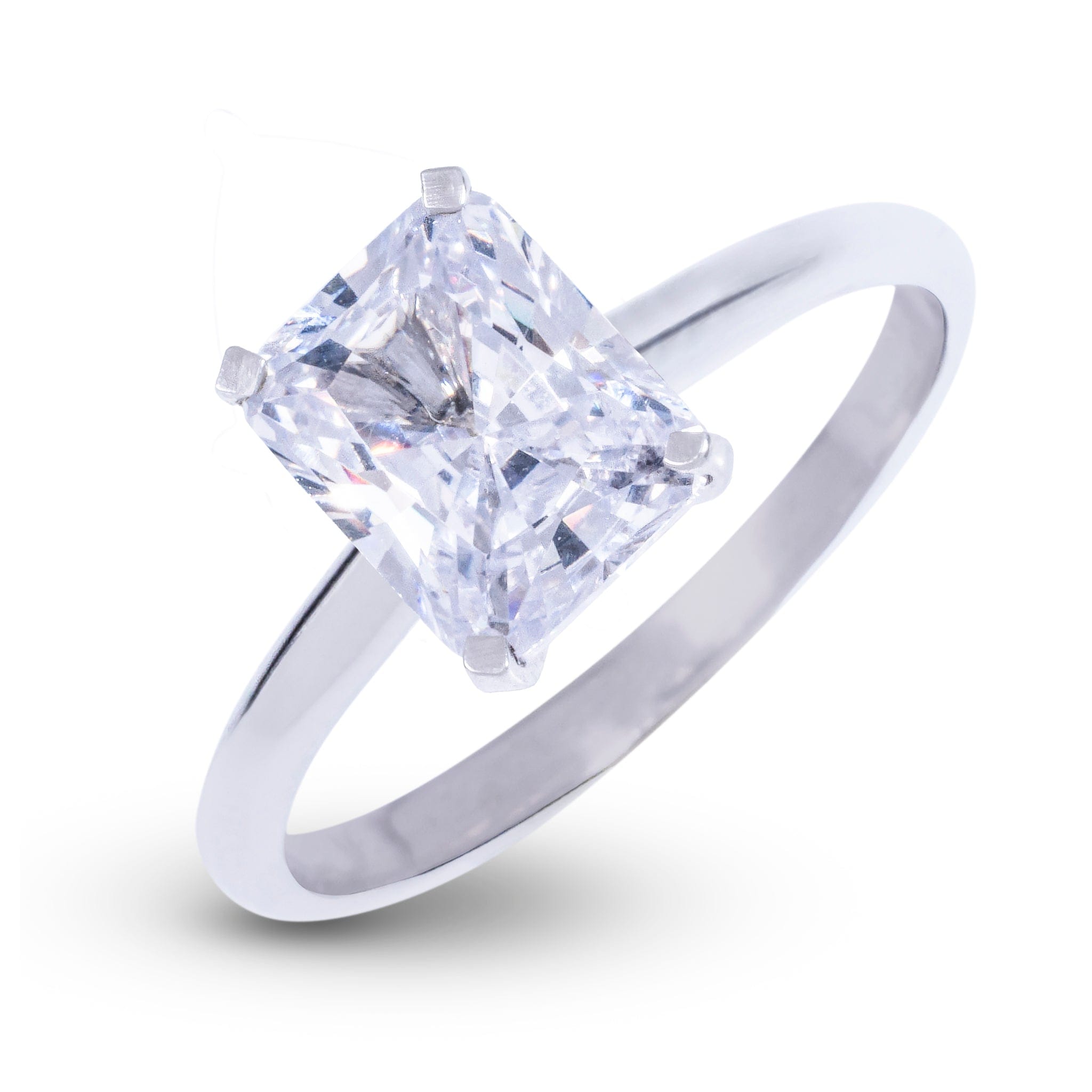 GLD Women Radiant Single Stone Lab Diamond Engagement Ring in Platinum