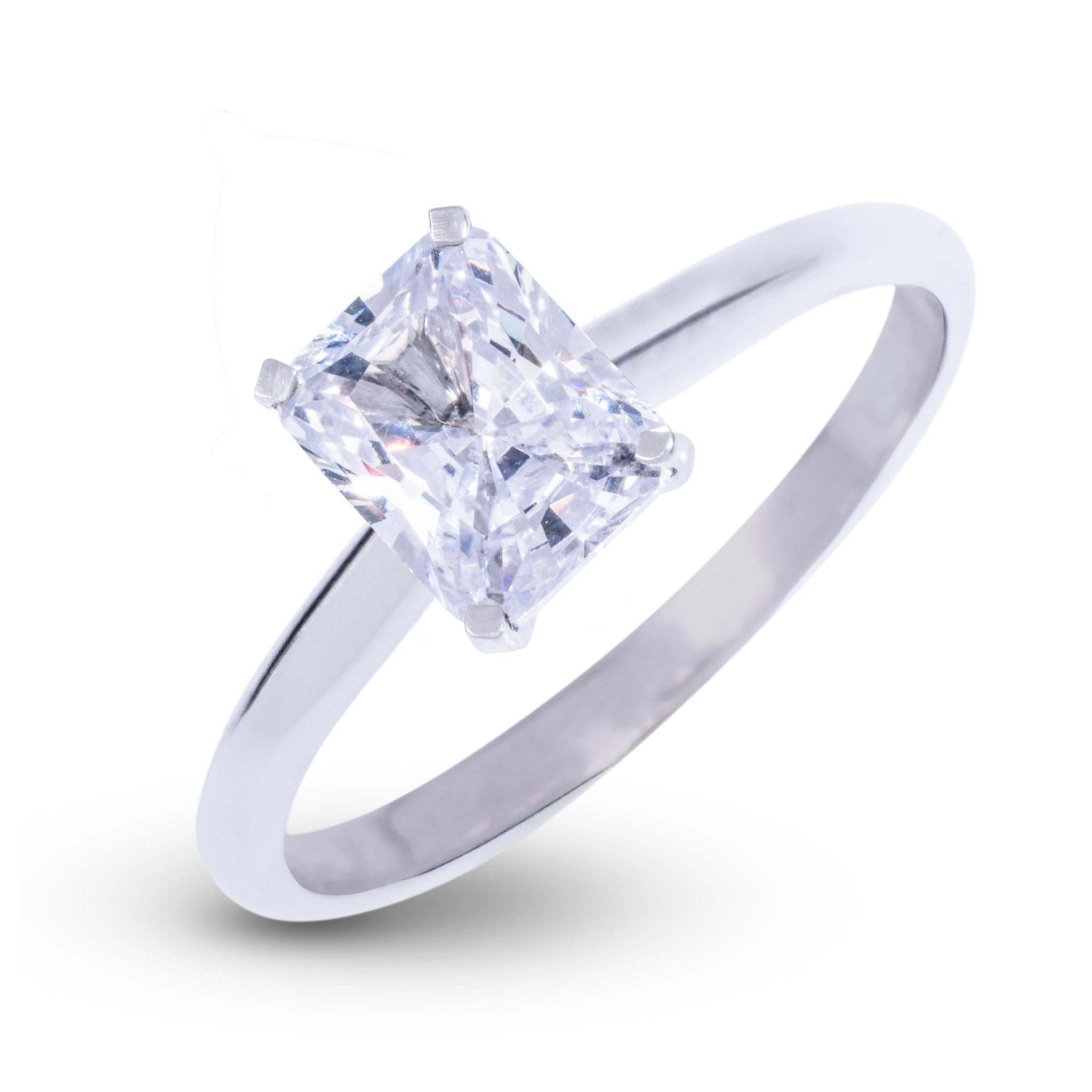GLD Women Radiant Single Stone Lab Diamond Engagement Ring in Platinum