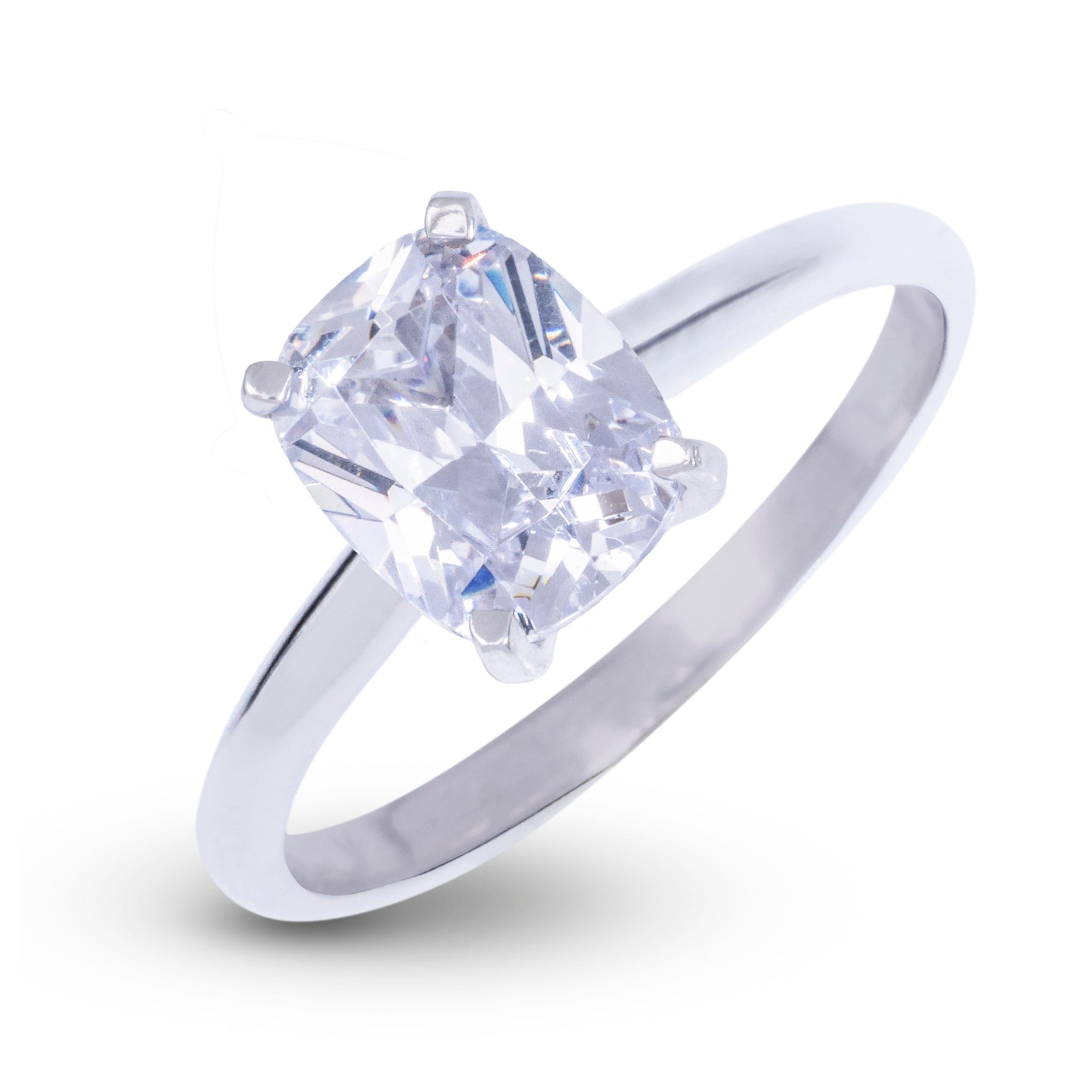 GLD Women Elongated Cushion Single Stone Lab Diamond Engagement Ring in Platinum