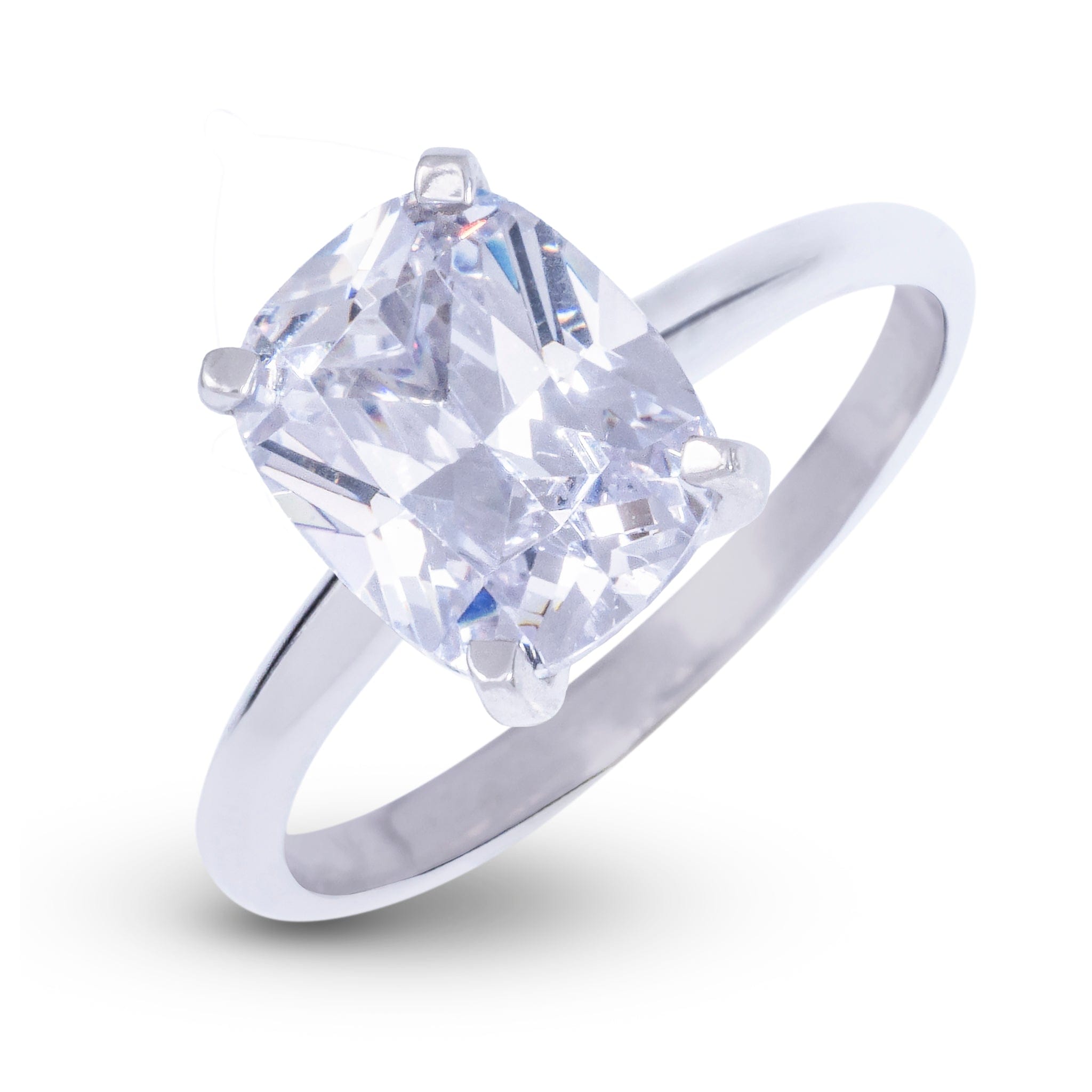 GLD Women Elongated Cushion Single Stone Lab Diamond Engagement Ring in Platinum