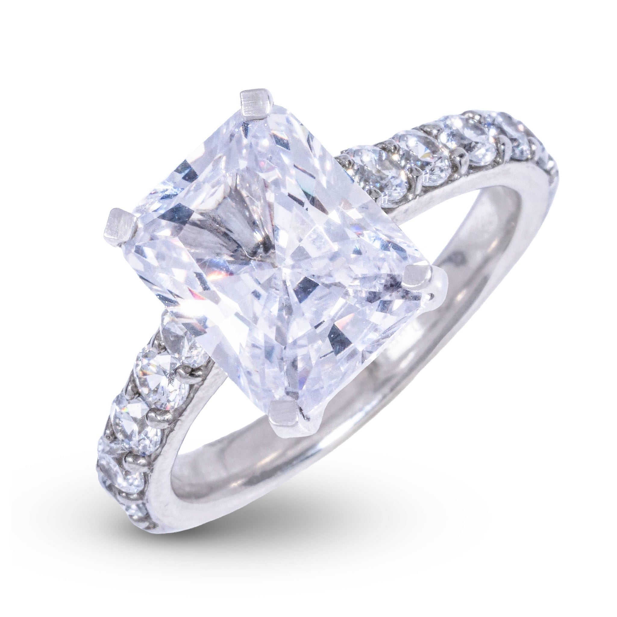 GLD Women Radiant Stone Lab Diamond Engagement Ring in Platinum