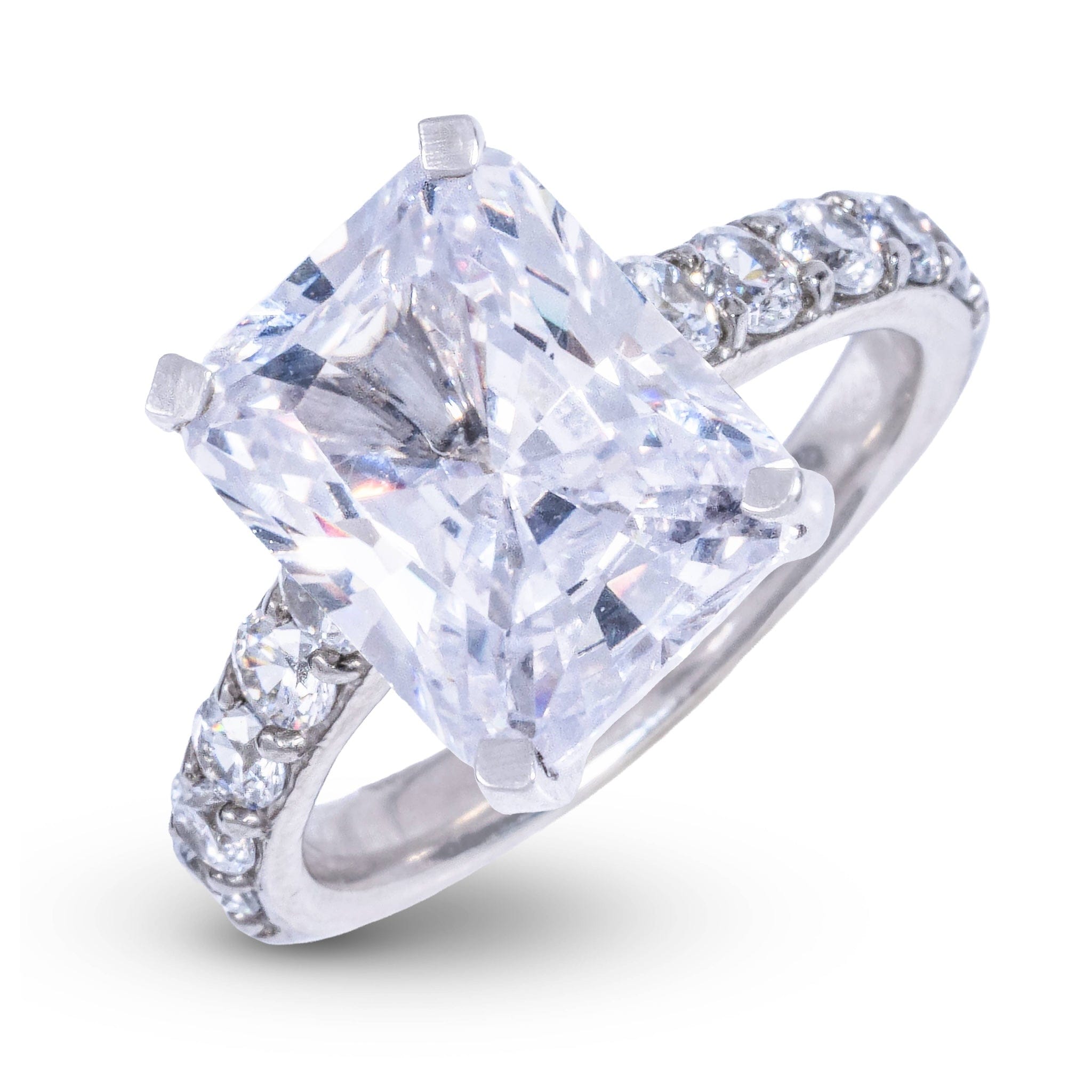 GLD Women Radiant Stone Lab Diamond Engagement Ring in Platinum
