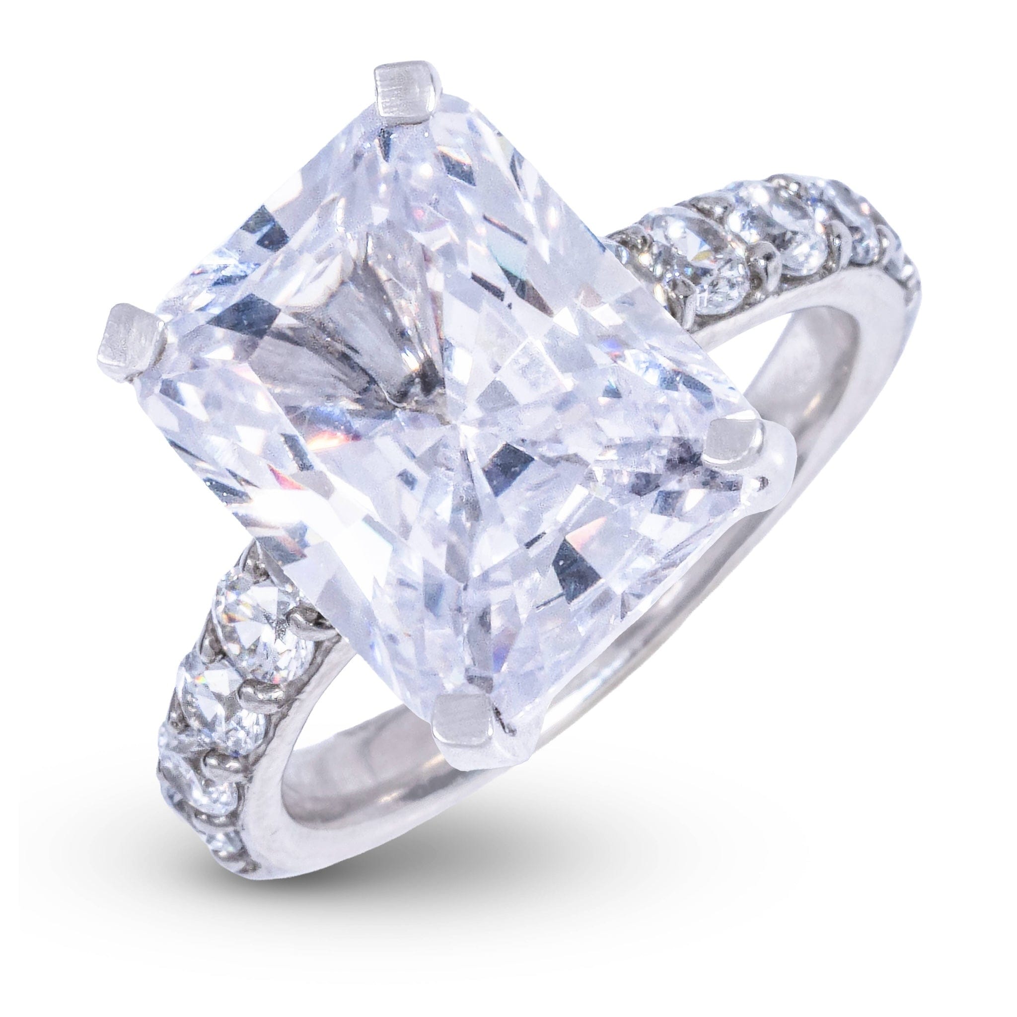 GLD Women Radiant Stone Lab Diamond Engagement Ring in Platinum