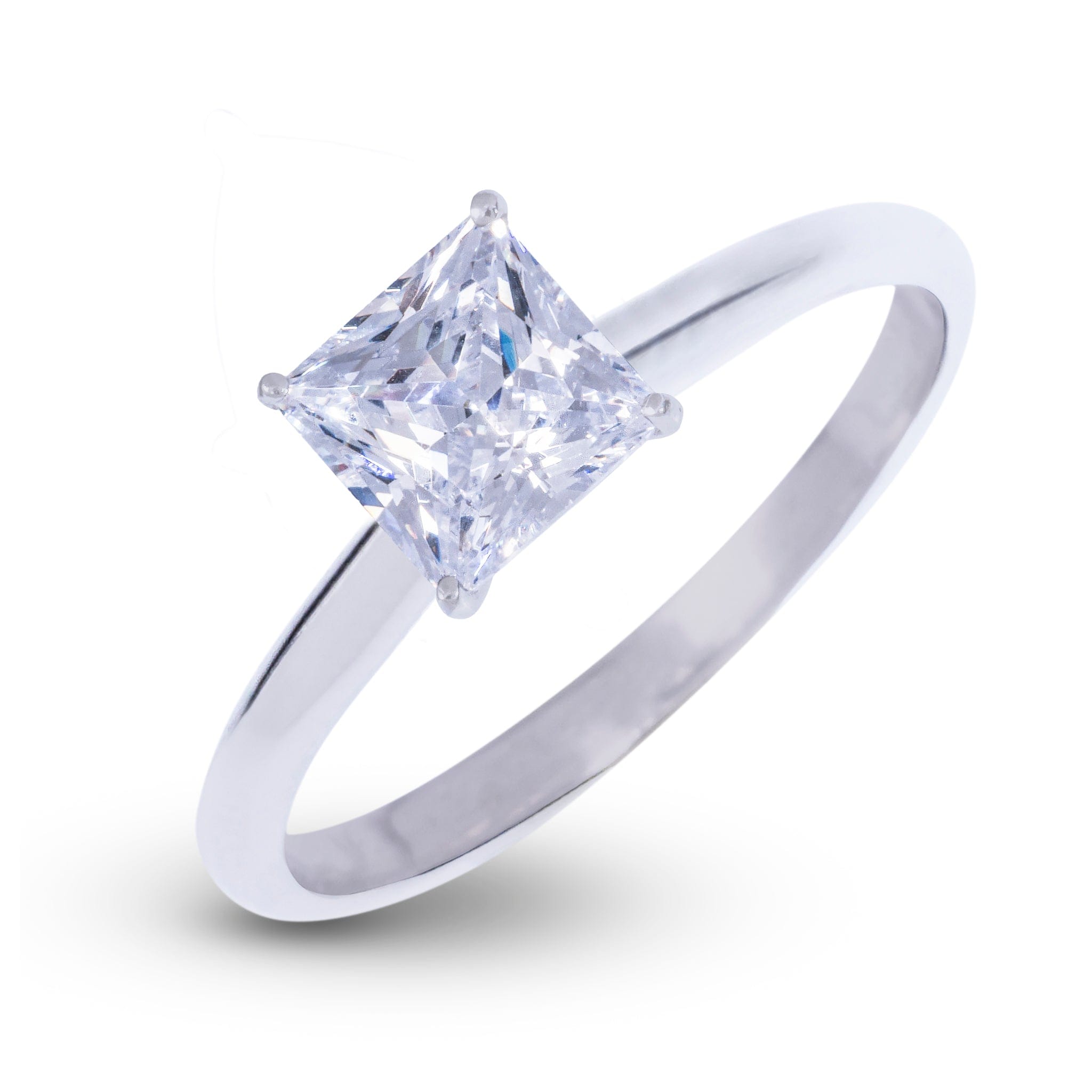 GLD Women Princess Single Stone Lab Diamond Engagement Ring in Platinum